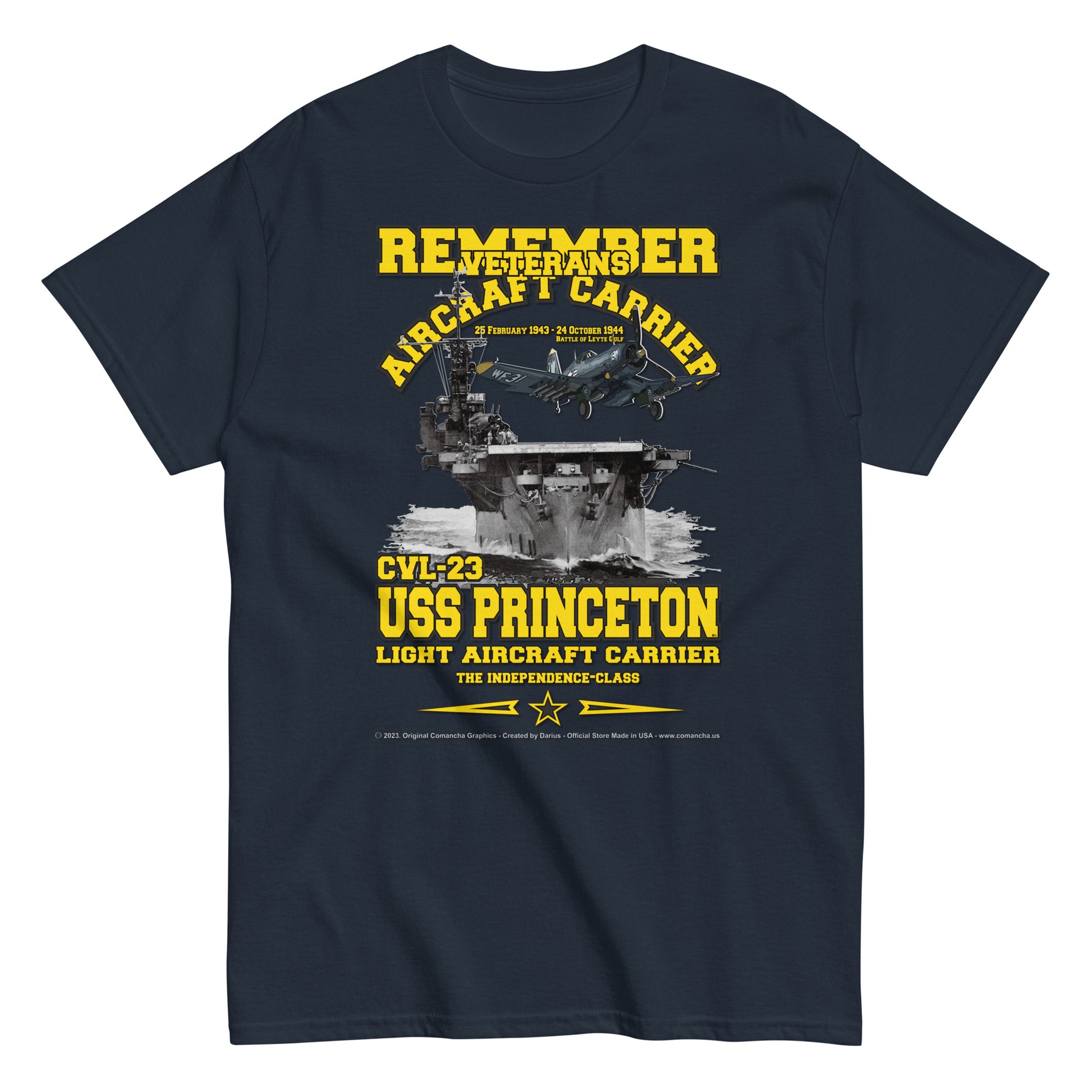 USS PRINCETON CVL-23 Aircraft Veterans Veterans Classic T-Shirt, Comancha Navy T-shirts,