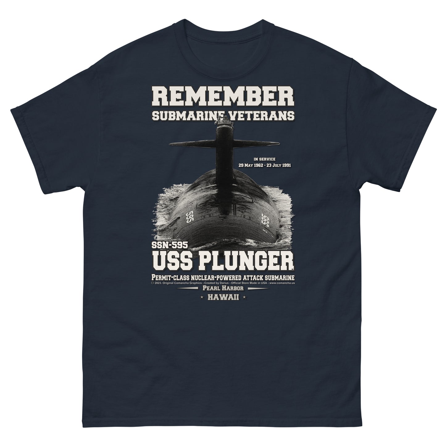 USS PLUNGER SSN-595 Submarine T-Shirt
