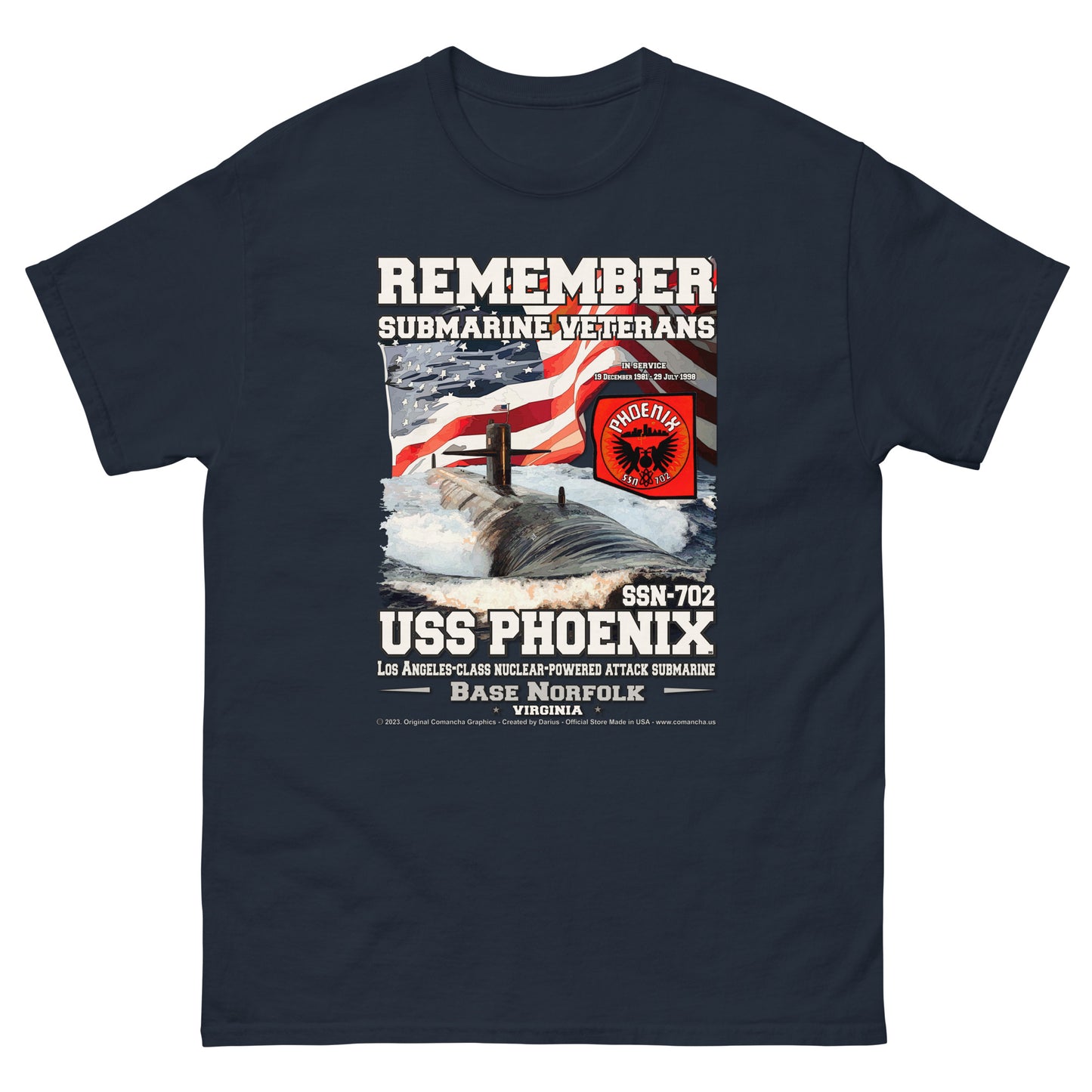 USS PHOENIX SSN-702 Submarine Veterans Classic T-Shirt, Comancha T-shirts,