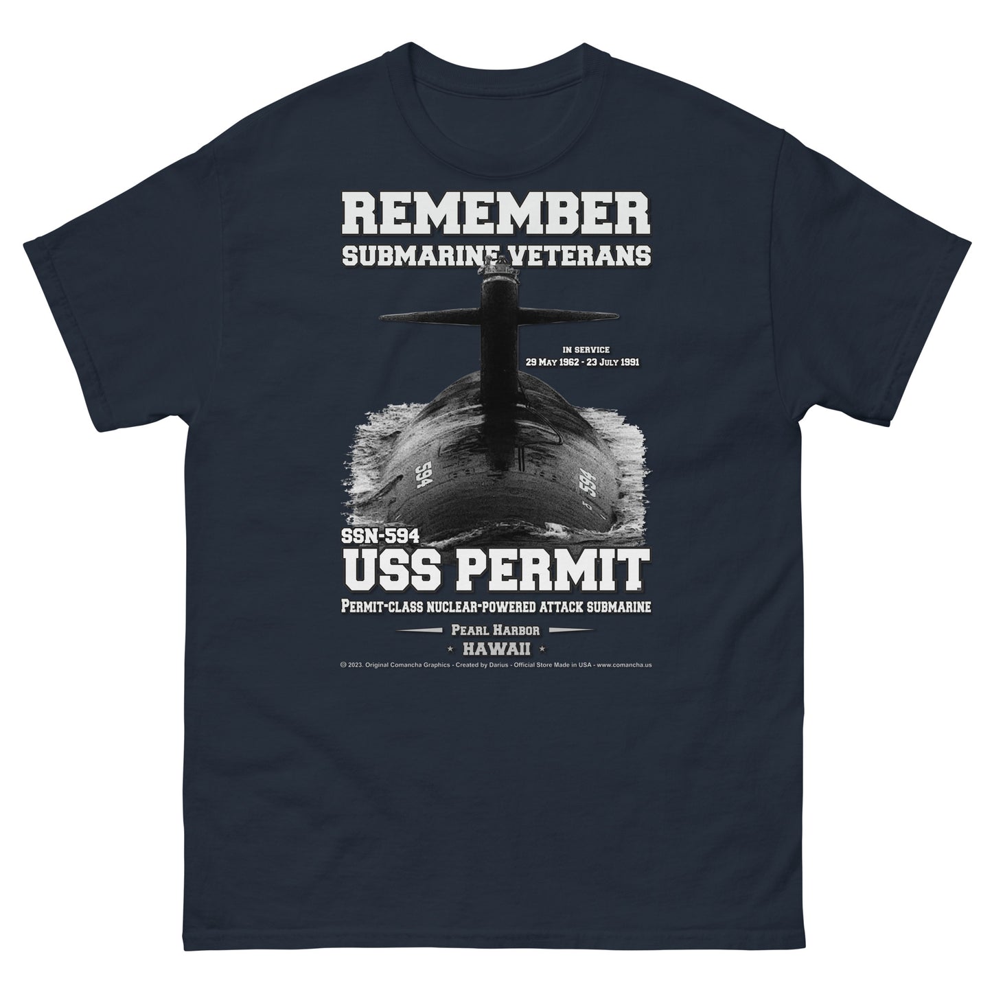 USS PERMIT SSN-594 Submarine T-Shirt