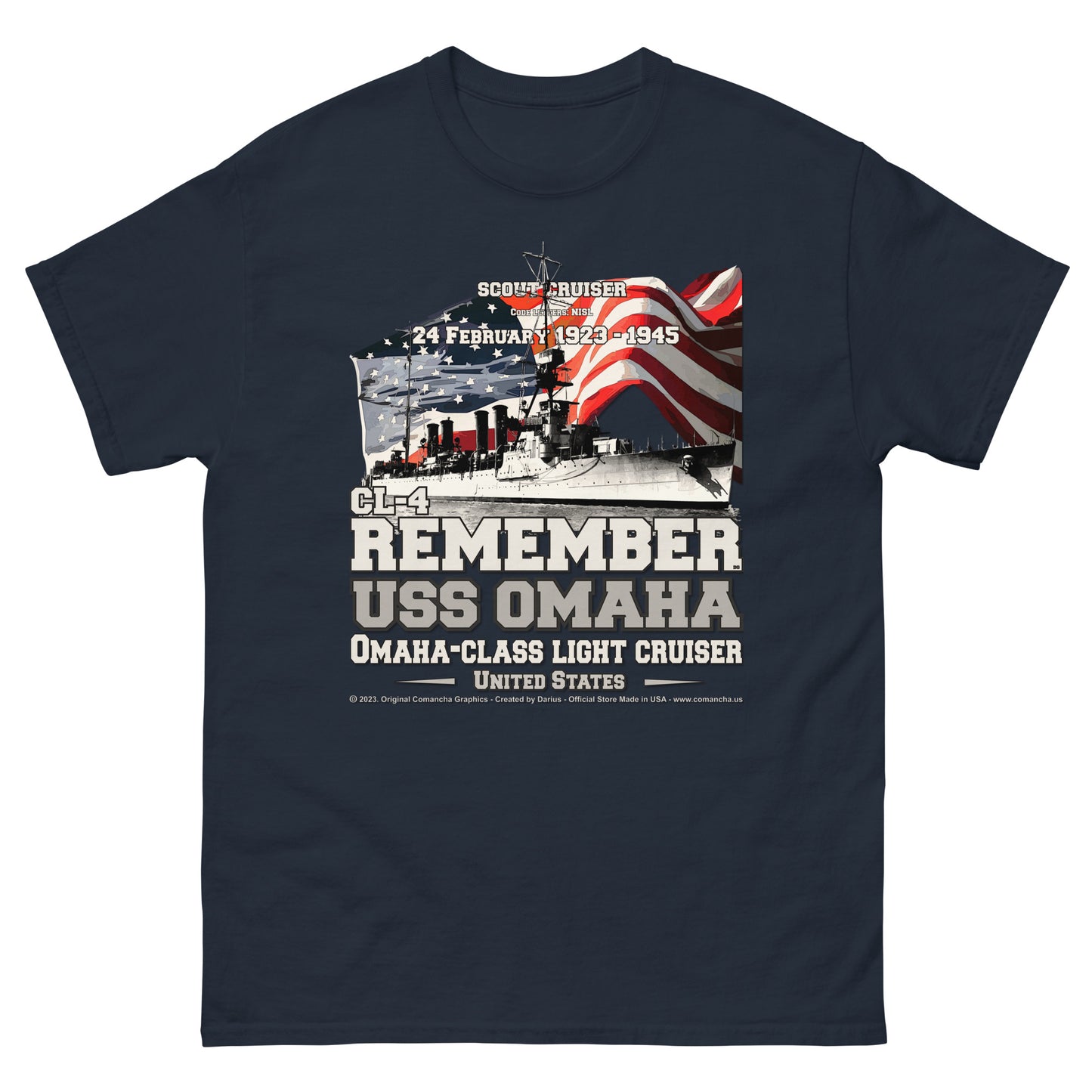 USS OMAHA CL-4 Light Cruiser Veterans Classic T-Shirt, Comancha t-shirts,