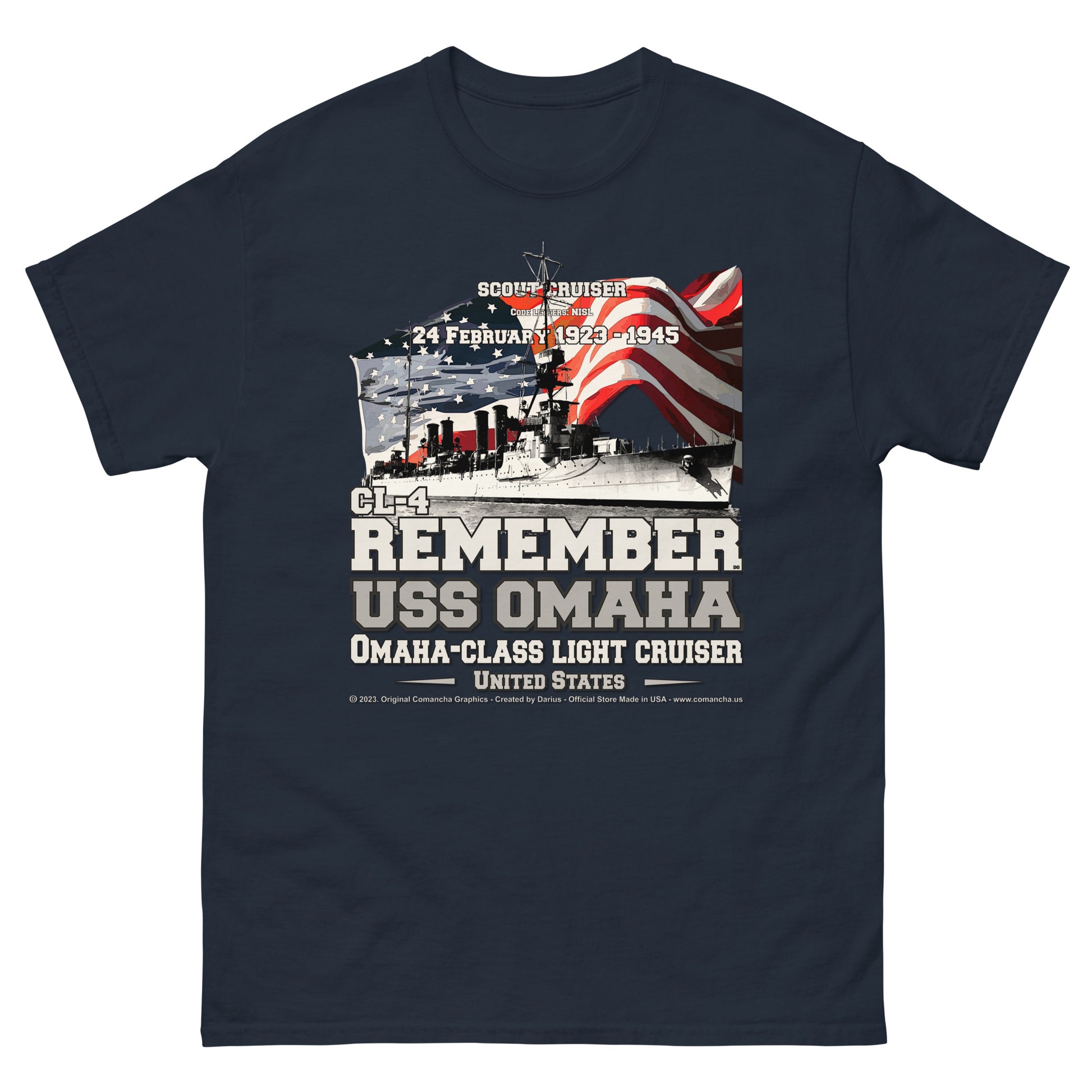 USS OMAHA CL-4 Light Cruiser Veterans Classic T-Shirt, Comancha t-shirts,