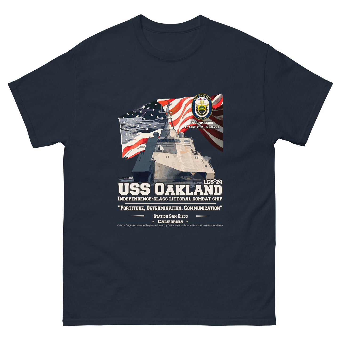 USS OAKLAND LCS-24 Littoral Comabat Ship T-shirt