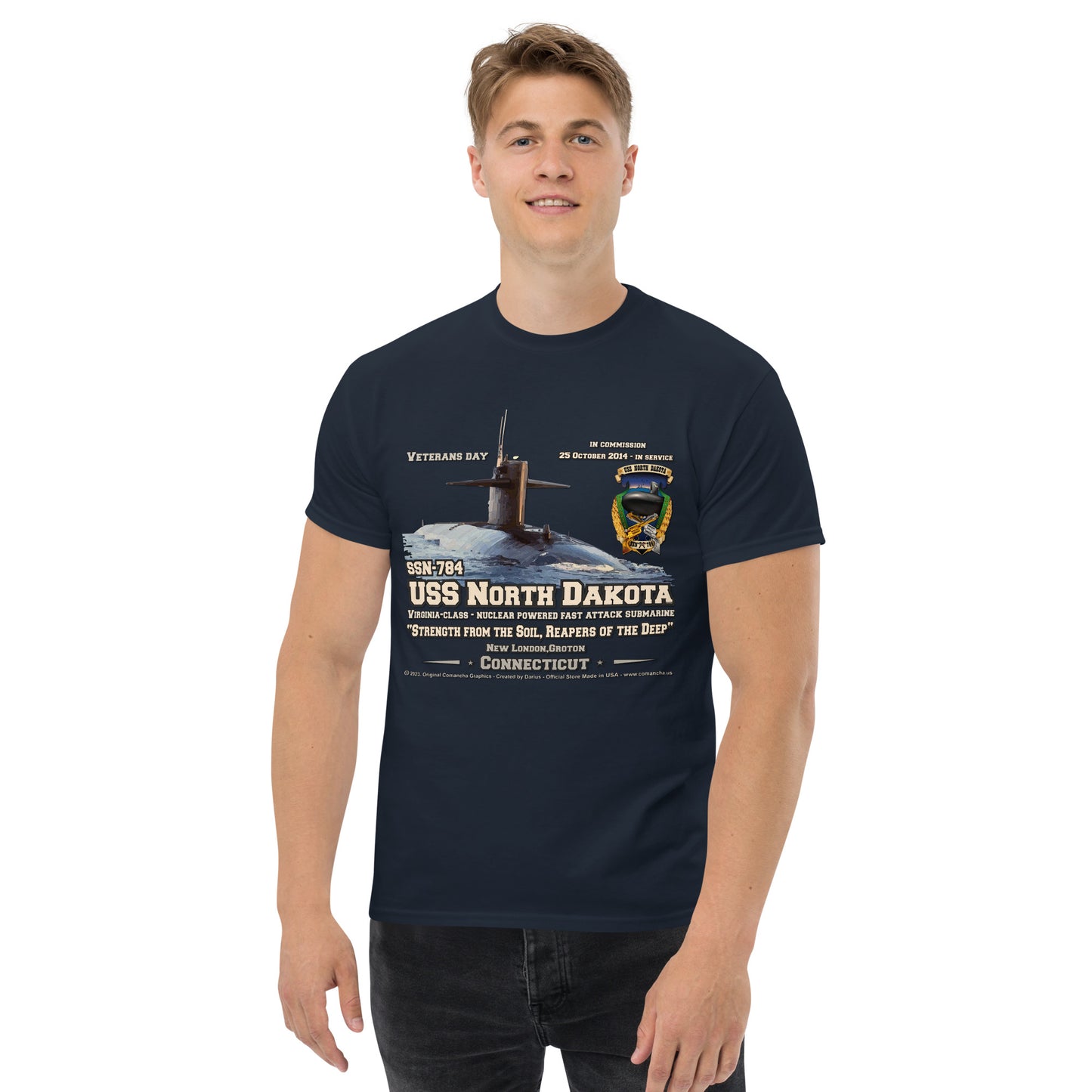 USS NORTH DAKOTA SSN-784 Submarine Veterans Day T-shirt, Comancha,
