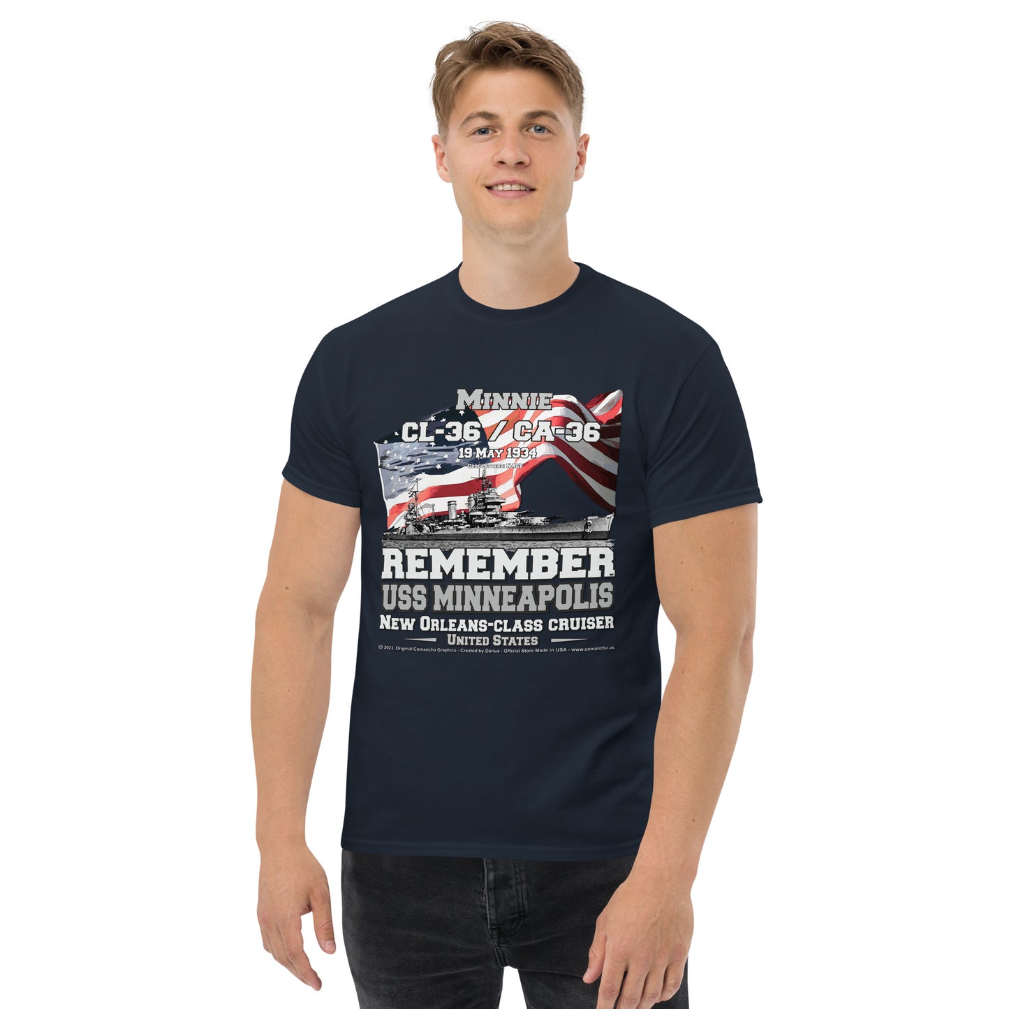 USS MINNEAPOLIS CL-36 Cruiser, Veterans T-Shirt, Comancha Navy Veterans T-Shirts,