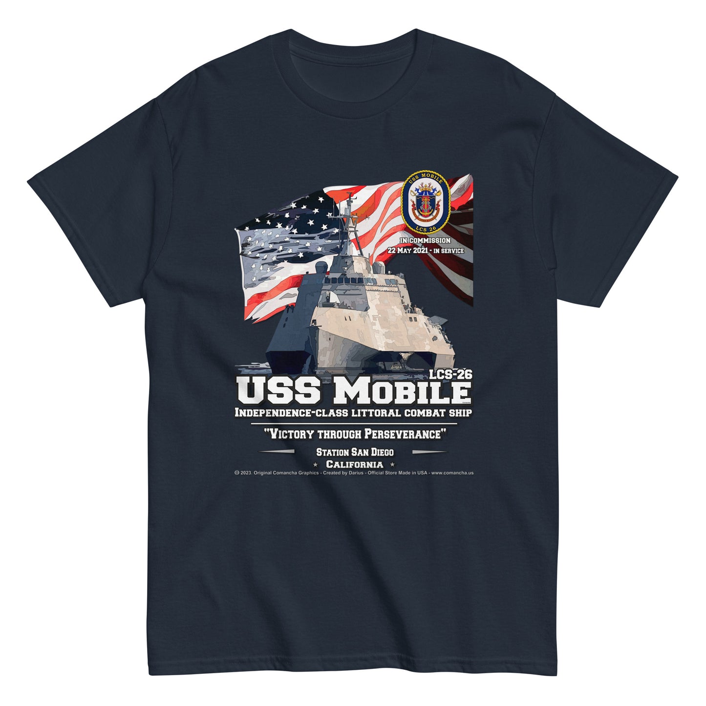 USS MOBILE LCS-26 T-Shirt, Comancha T-shirts,