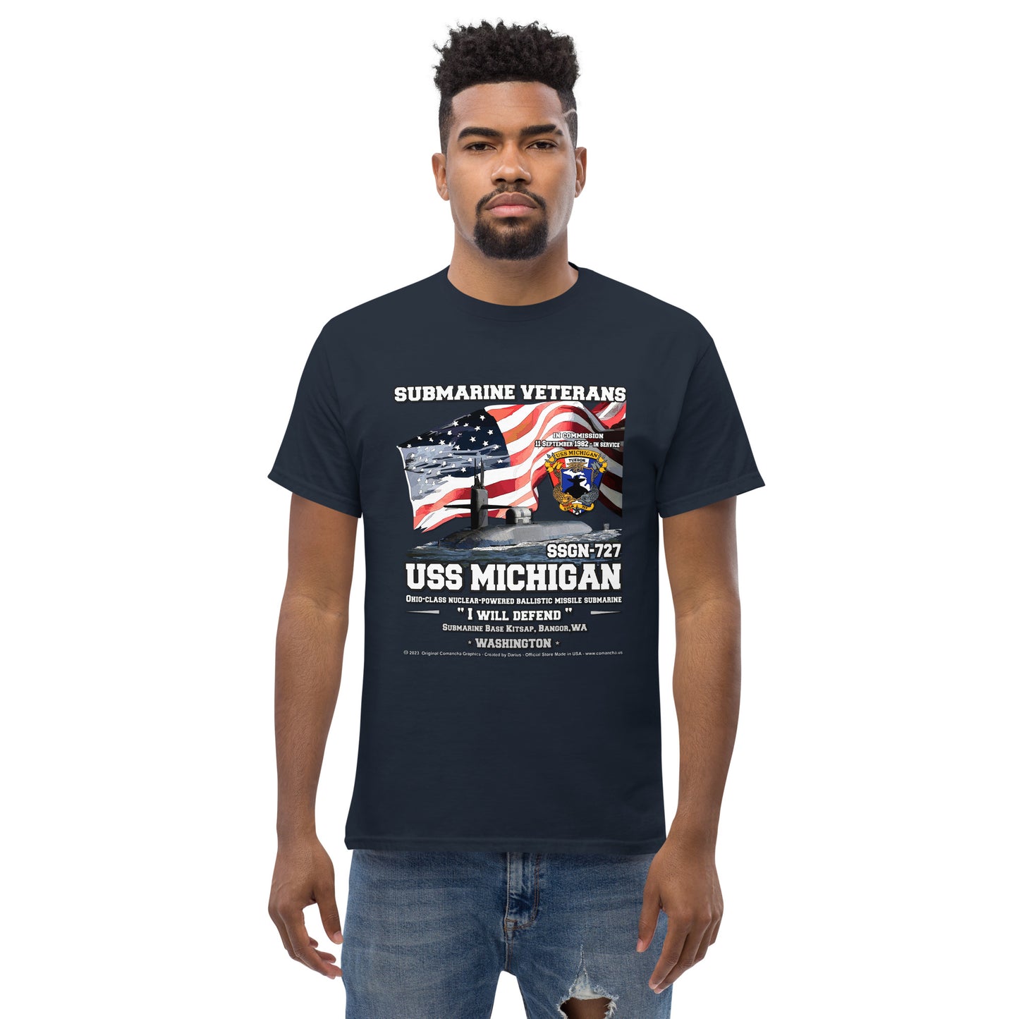 USS MICHIGAN SSGN-727 Submarine Sailors Classic T-shirt, Navy T-shirts Comancha,