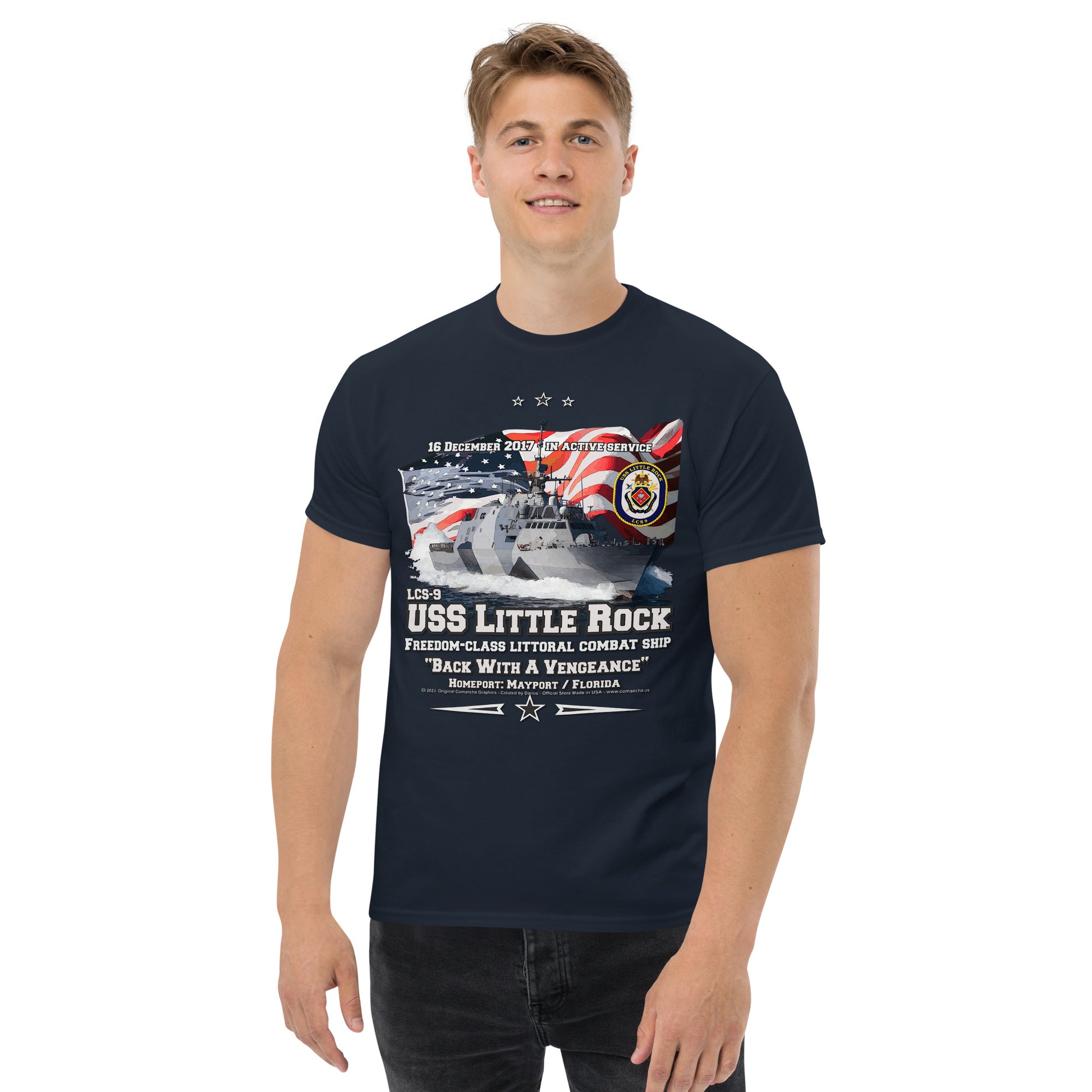 USS LITTLE ROCK LCS-9 Littoral Combat Ship T-Shirt, Comancha T-shirt,