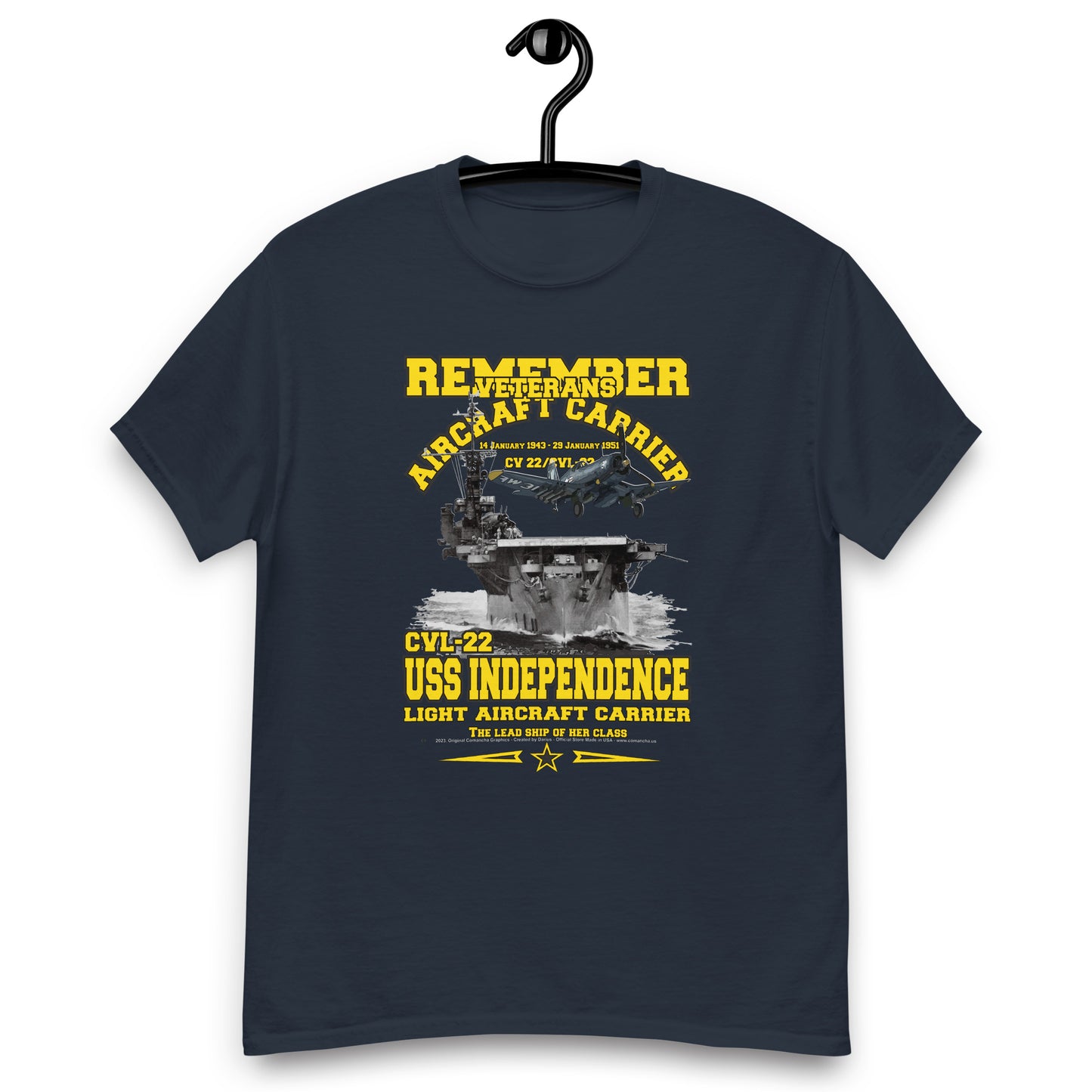 USS INDEPENDENCE CVL-22 t-shirt, US NAVY Ships T-shirt, US navy veterans tees, Aircraft Carrier Veterans Classic T-shirt, Comancha Store, USS INDEPENDENCE CVL-22 Aircraft Carrier Veterans Classic T-shirt, Comancha US Graphics,