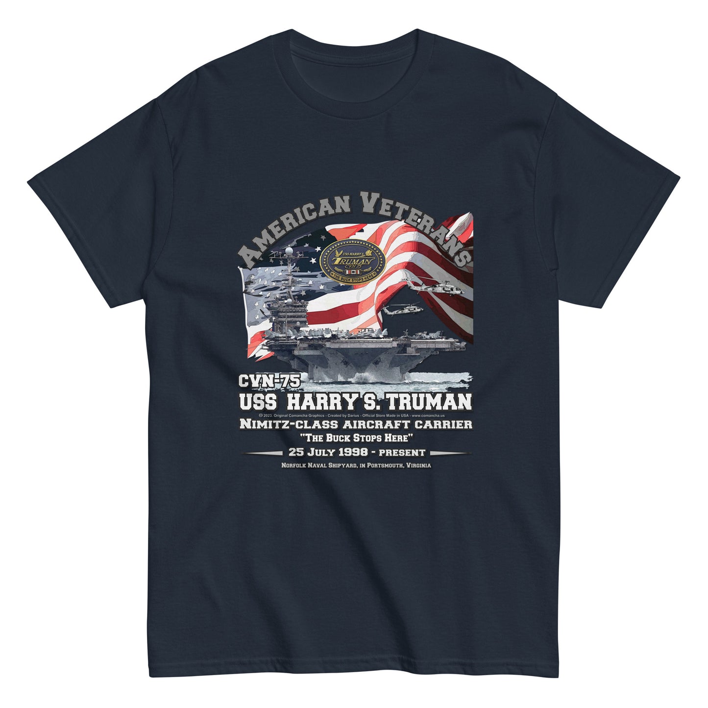 USS HARRY TRUMAN CVN-75 Aircraft Carrier Veterans Classic T-shirt, Comancha.us, USS HARRY TRUMAN CVN-75 t-shirt, Aircraft Carrier t-shirt, Veterans Classic T-shirt, Comancha.us, Navy T-Shirt,Navy ship tee,