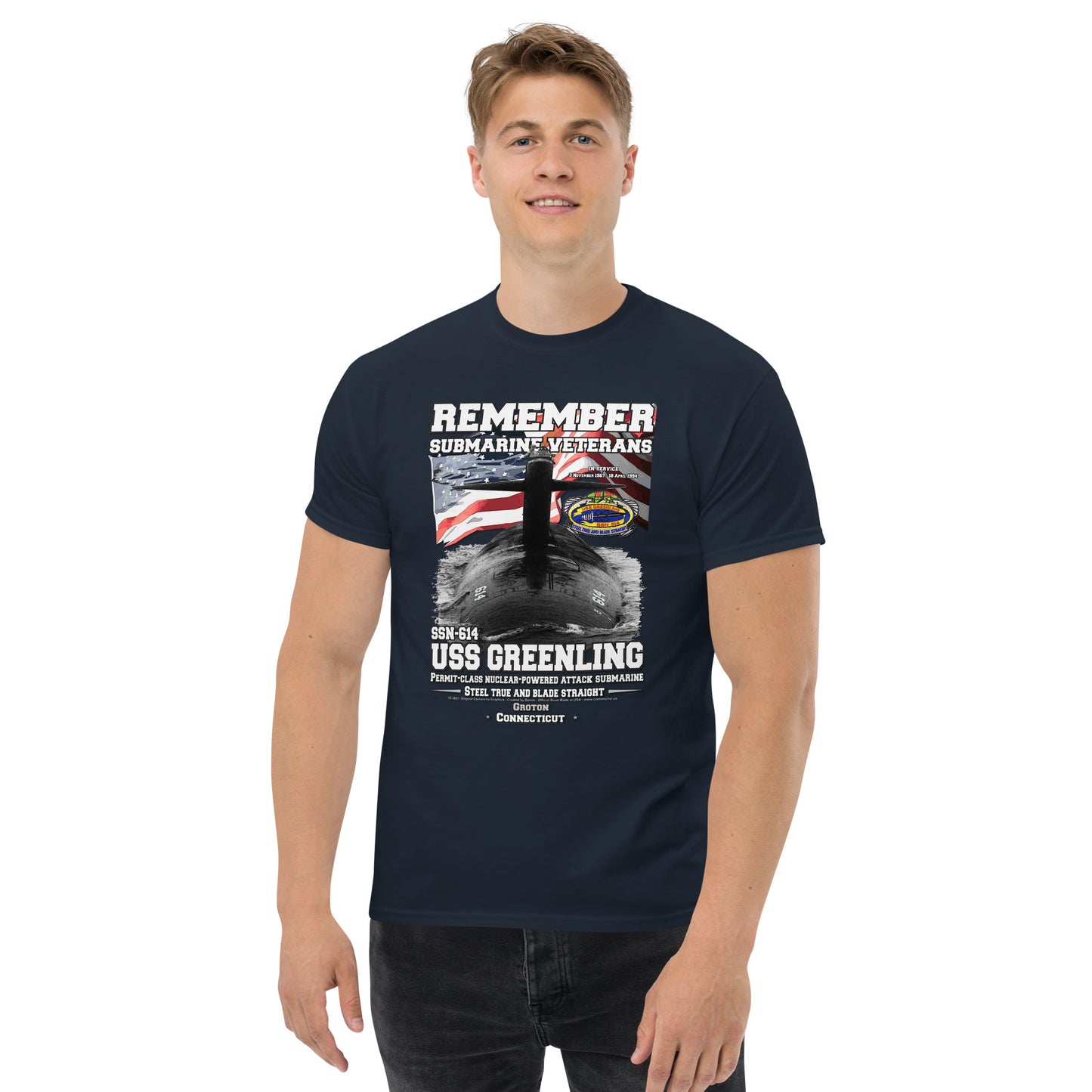 USS GREENLING SSG-614 Submarine t-shirt