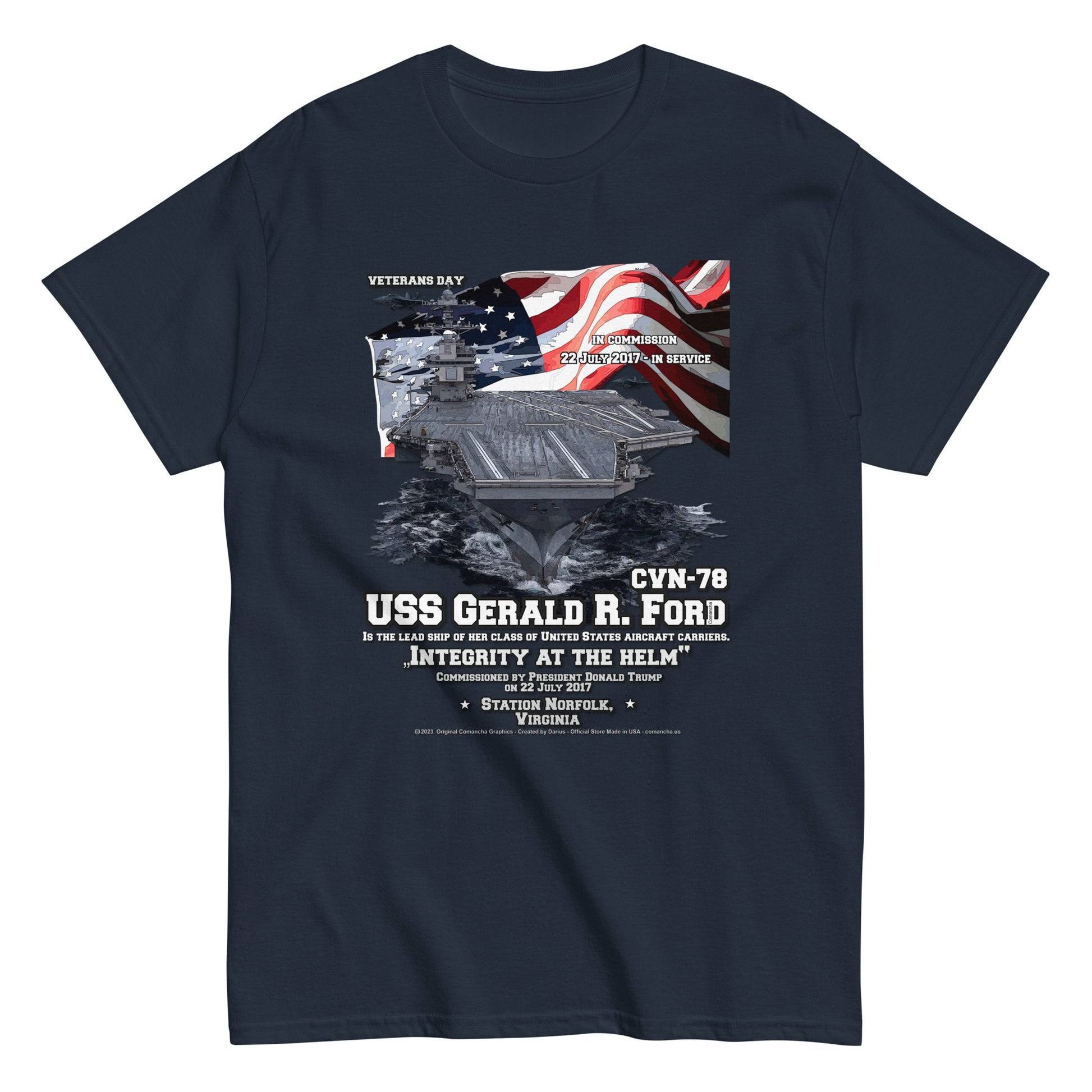 USS GERALD FORD tee, USS GERALD FORD veterans tee,USS GERALD FORD CVN-78 Aircraft Carrier Veterans Classic Tee, USS GERALD FORD CVN-78 Veterans Tee,