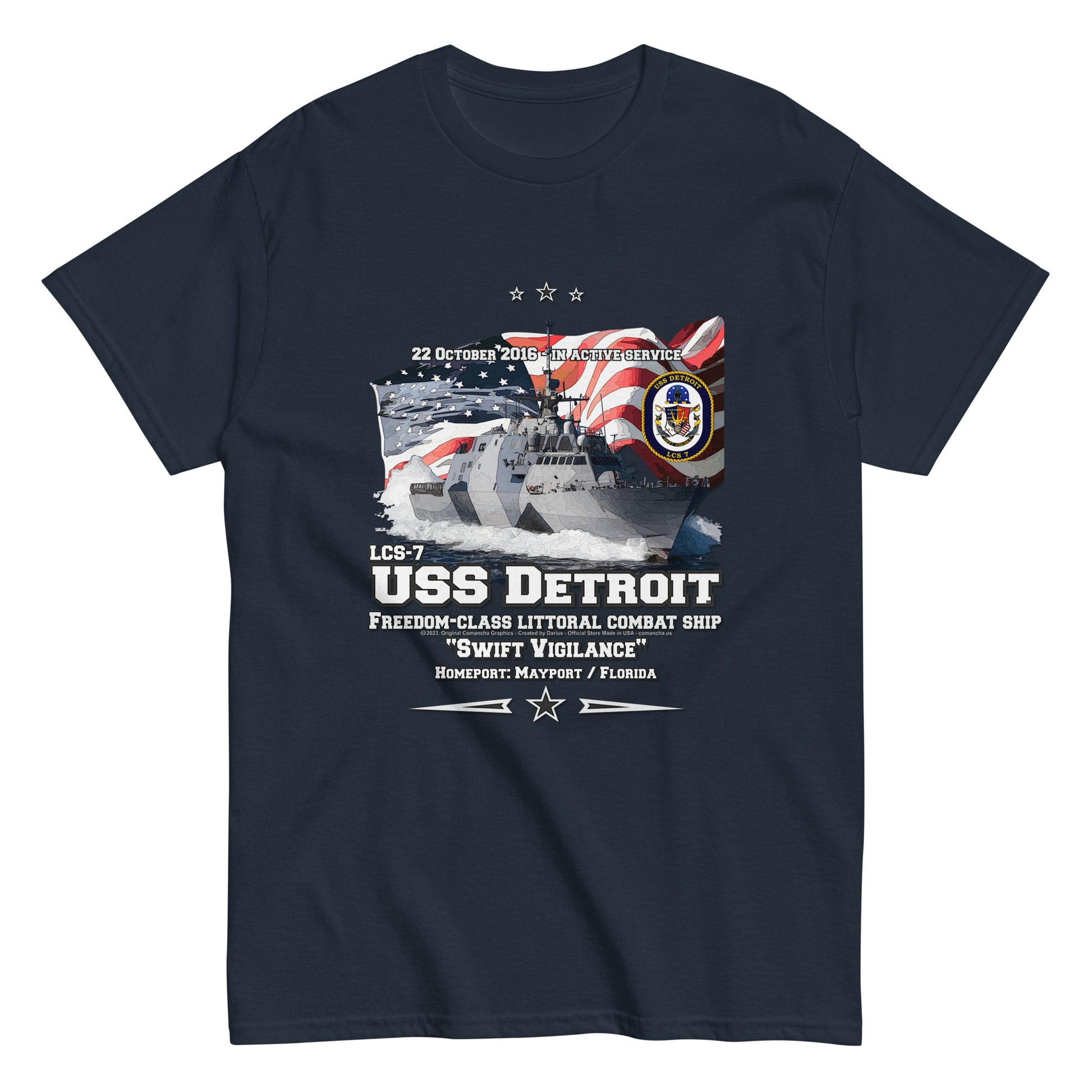 USS DETROIT LCS-7 tee, Littoral Combat Ship Destroyer Veterans Tee, Comancha Tees,