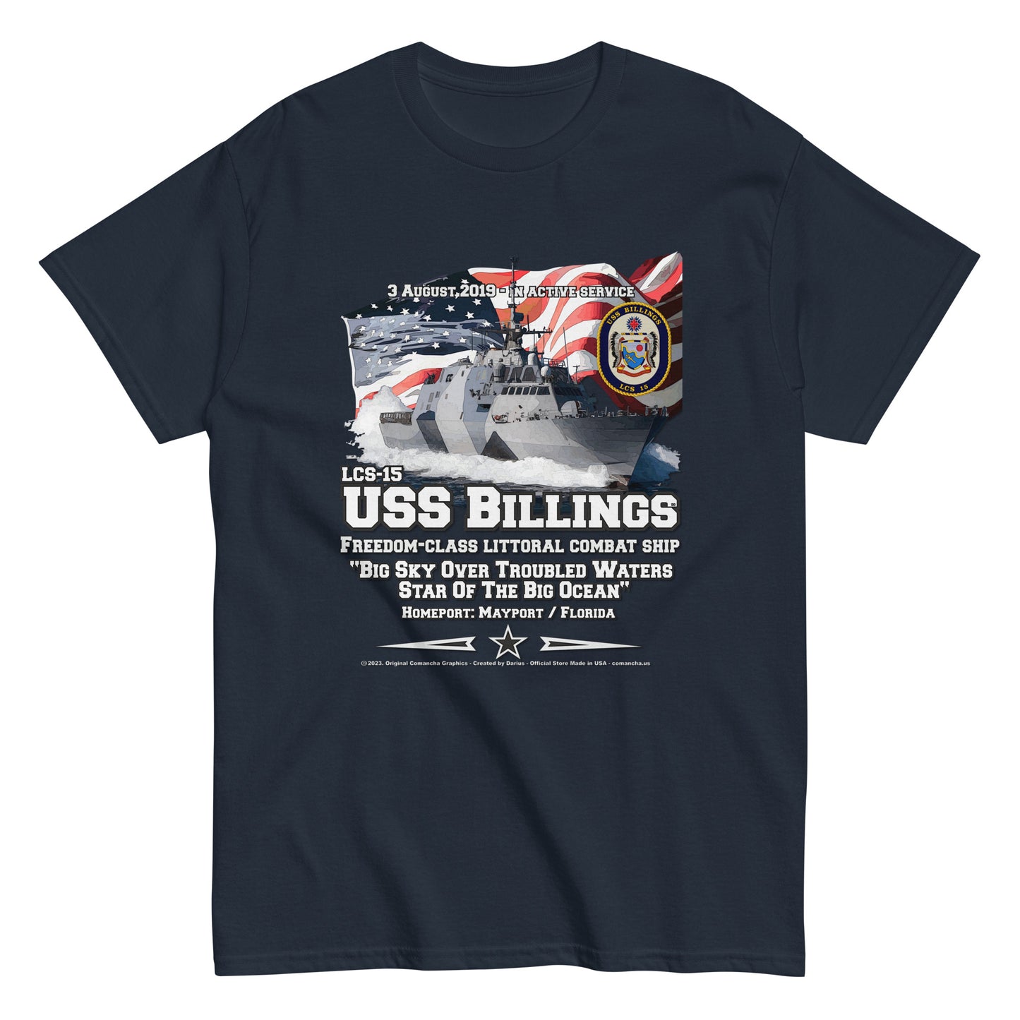 USS BILLINGS t-shirt,USS BILLINGS LCS-15 t-shirt,Veterans Littoral Combat Ship T-shirt, Comancha Tees,