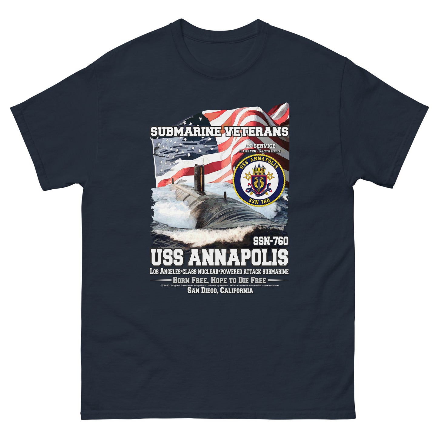 USS ANNAPOLIS veterans t-shirt,USS ANNAPOLIS SSN-760 t-shirt, Submarine Veterans Tee, USS ANNAPOLIS T-Shirt, Comancha military t-shirt, US Navy t-shirt, US Navy veterans t-shirt,