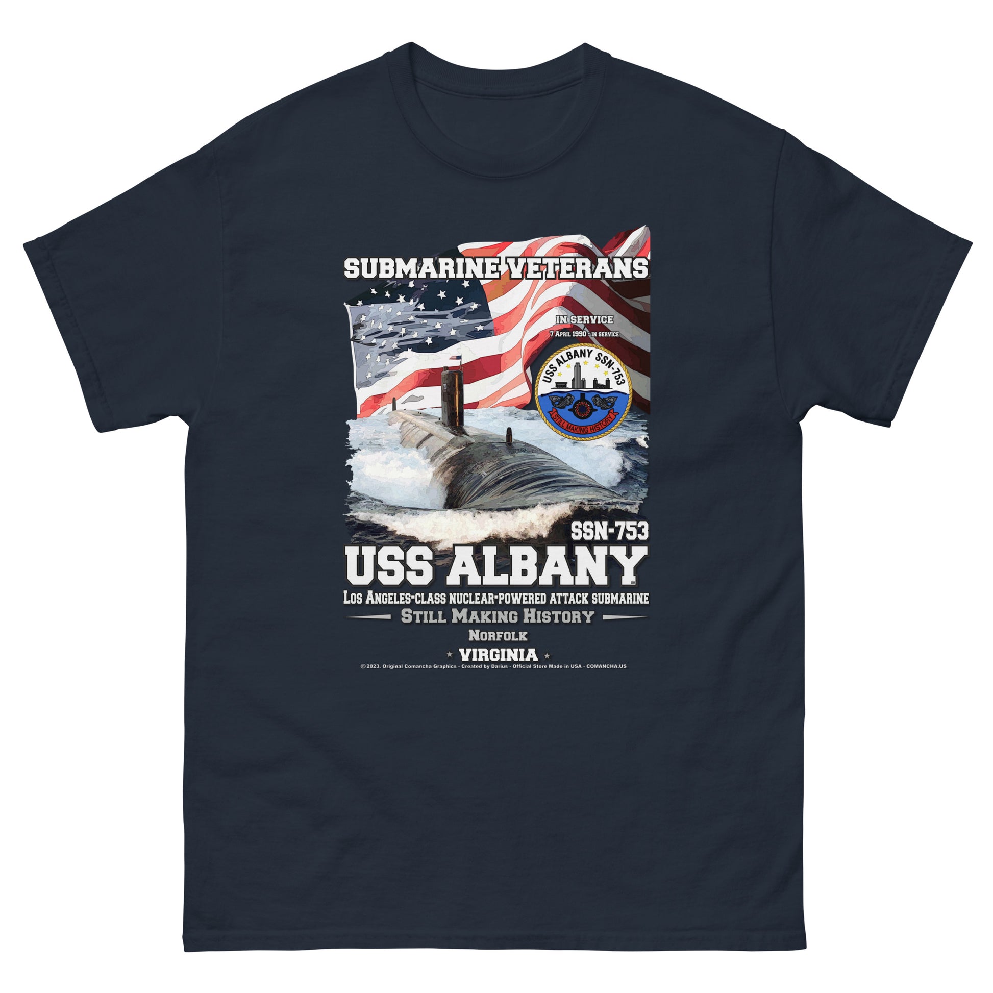 USS ALBANY SSN-753 t-shirt, US Navy T-shirt, Submarine veterans T-shirt,Submarine Veterans T-shirt, Submarine Veterans Ship,