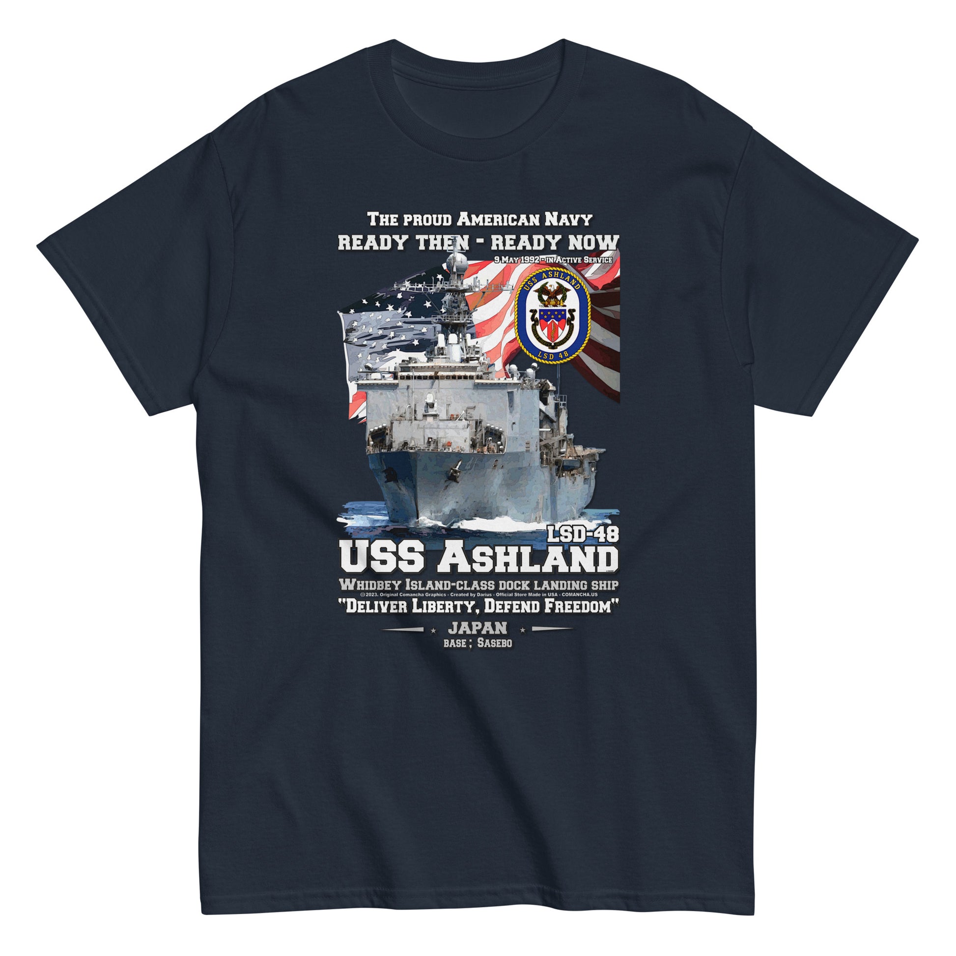 USS ASHLAND veterans t-shirt,USS ASHLAND LSD-48 t-shirt, US Navy veterans tee, US navy T-shirt,US Navy Veterans T-shirt, Comancha Navy T-shirt Shop,