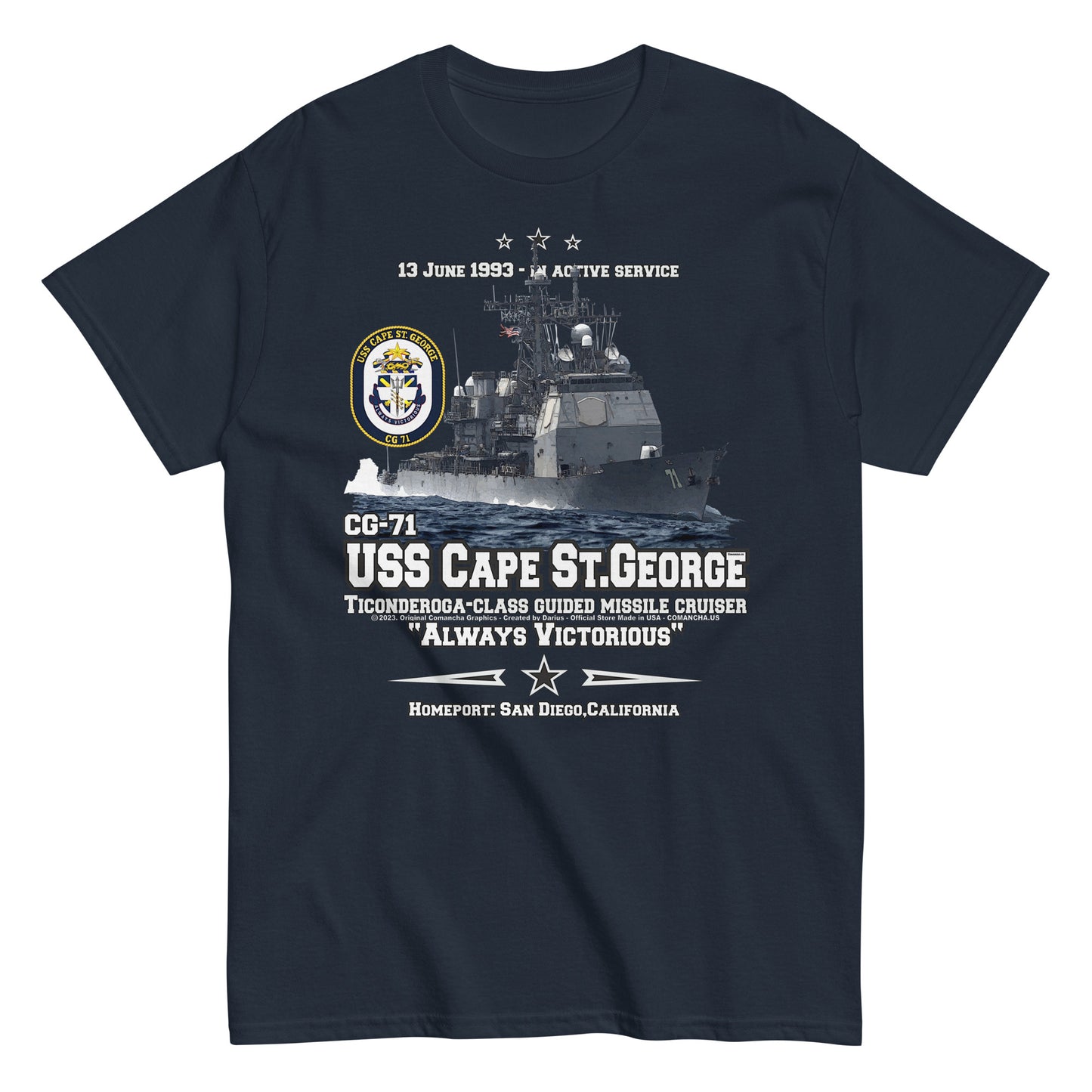 USS CAPE ST GEORGE veterans t-shirt, USS CAPE ST GEORGE CG-71 t-shirt, Cruiser US Navy Veterans T-shirt, Comancha Navy T-shirt, US navy veterans t-shirt, US navy t-shirt,