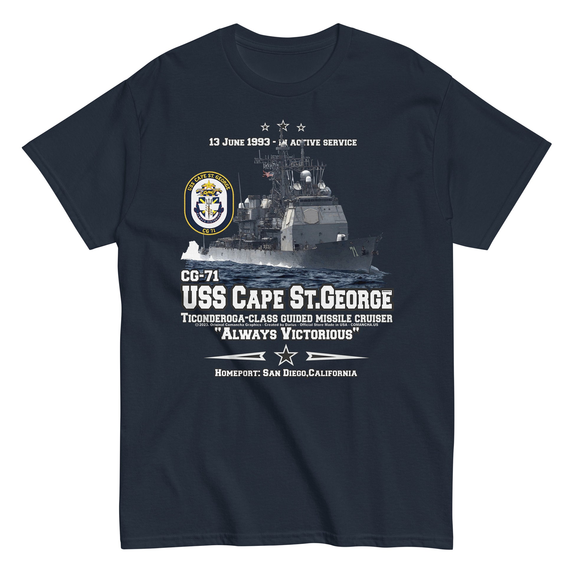 USS CAPE ST GEORGE veterans t-shirt, USS CAPE ST GEORGE CG-71 t-shirt, Cruiser US Navy Veterans T-shirt, Comancha Navy T-shirt, US navy veterans t-shirt, US navy t-shirt,