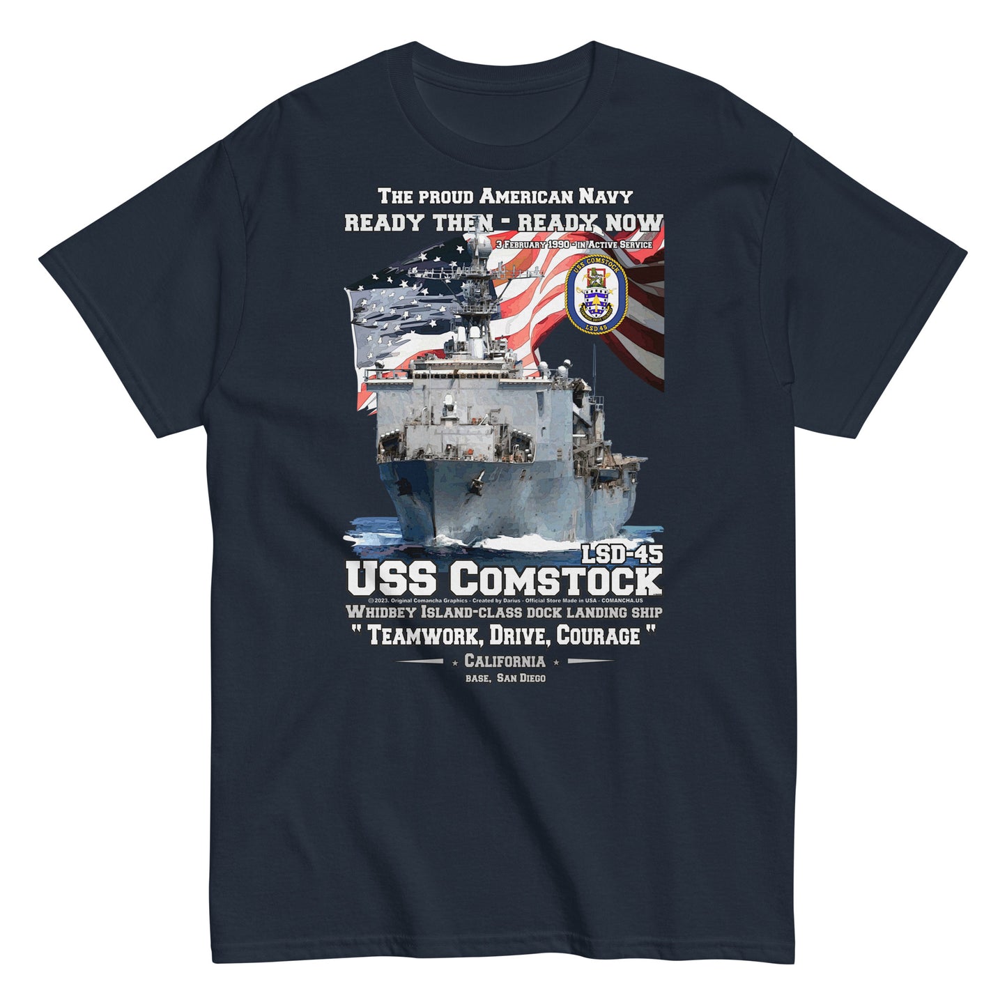 USS COMSTOCK LSD-45 t-shirt, US NAVY veterans t-shirt, Navy veterans tee, US Navy Veterans T-shirt, Comancha navy Ship T-shirt Store,