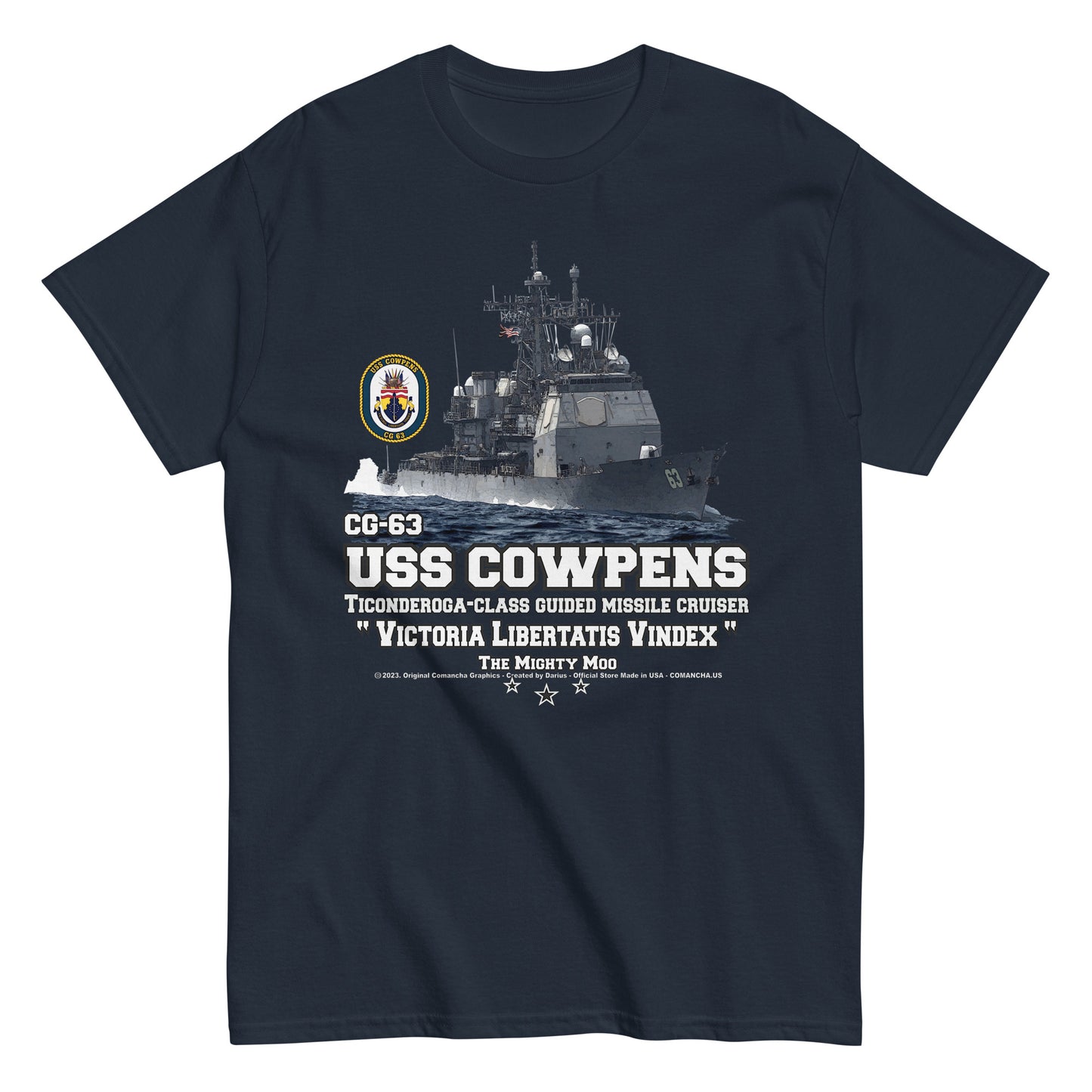 USS COWPENS tee,USS COWPENS CG-63 t-shirt, US Navy t-shirt, Navy veterans tees,Cruiser Navy Veterans T-shirt, Comancha Navy Tees Shop,