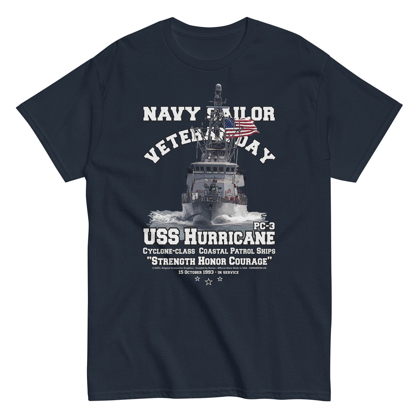 USS HURRICANE PC-3 t-shirt, USS HURRICANE PC-3 veterans tee, Patrol Ship Veterans tee,USS HURRICANE PC-3 Patrol Ship Veterans T-shirt, US Patrol Ship Tees, Comancha T-shirt,
