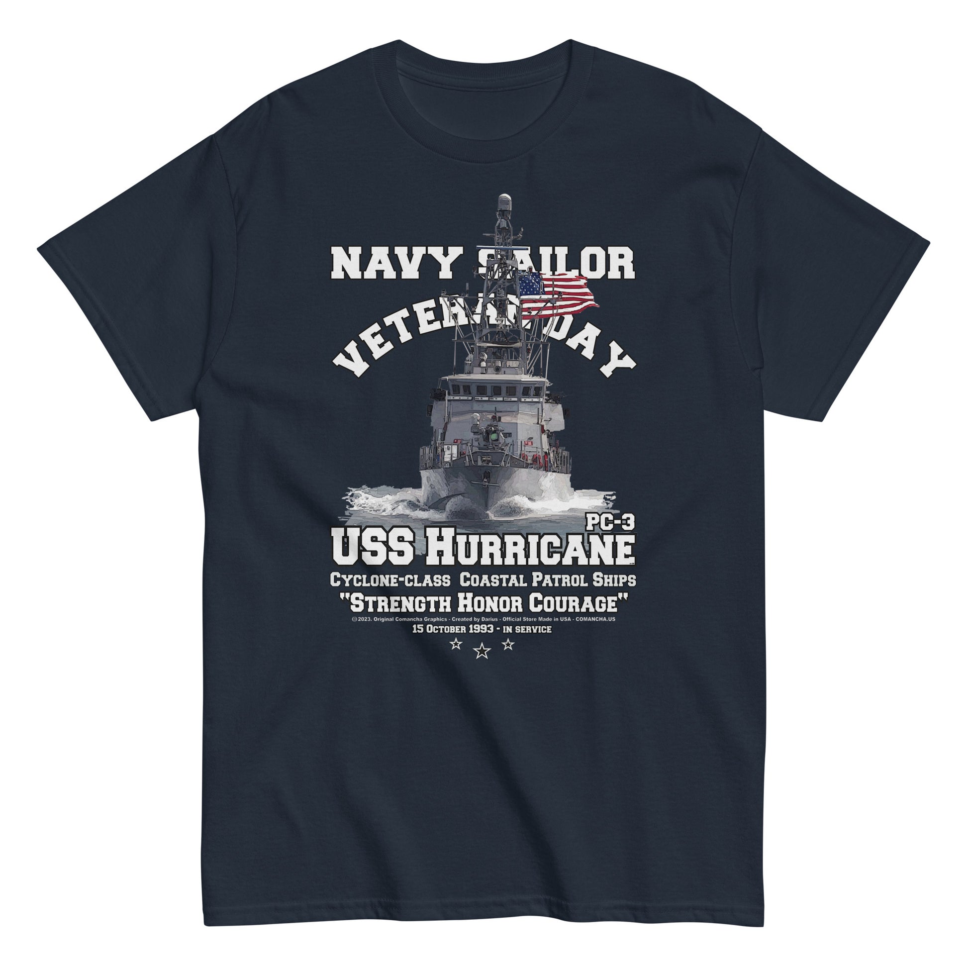 USS HURRICANE PC-3 t-shirt, USS HURRICANE PC-3 veterans tee, Patrol Ship Veterans tee,USS HURRICANE PC-3 Patrol Ship Veterans T-shirt, US Patrol Ship Tees, Comancha T-shirt,