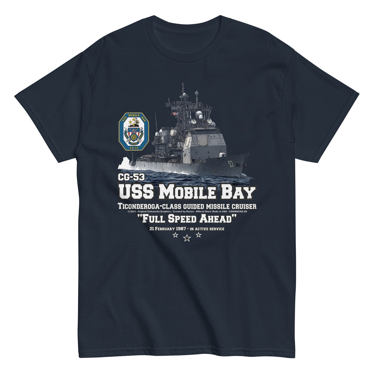 USS MOBILE BAY t-shirt, USS MOBILE BAY Cruiser T-shirt, USS MOBILE BAY CG-53 tee, US Navy Cruiser Veterans T-shirt,