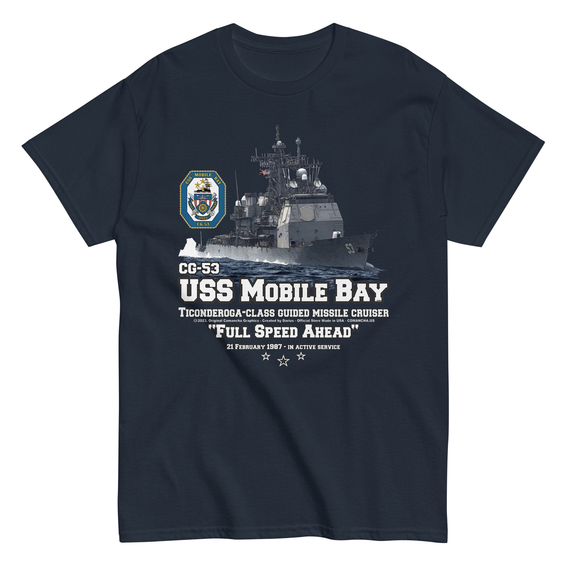 USS MOBILE BAY t-shirt, USS MOBILE BAY Cruiser T-shirt, USS MOBILE BAY CG-53 tee, US Navy Cruiser Veterans T-shirt,