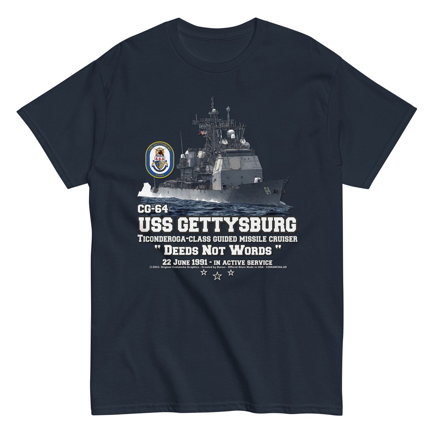 USS GETTYSBURG t-shirt, USS GETTYSBURG veterans tee,USS GETTYSBURG CG-64 US Navy Cruiser T-shirt, Comancha Navy Cruiser T-shirt, US Navy t-shirt,