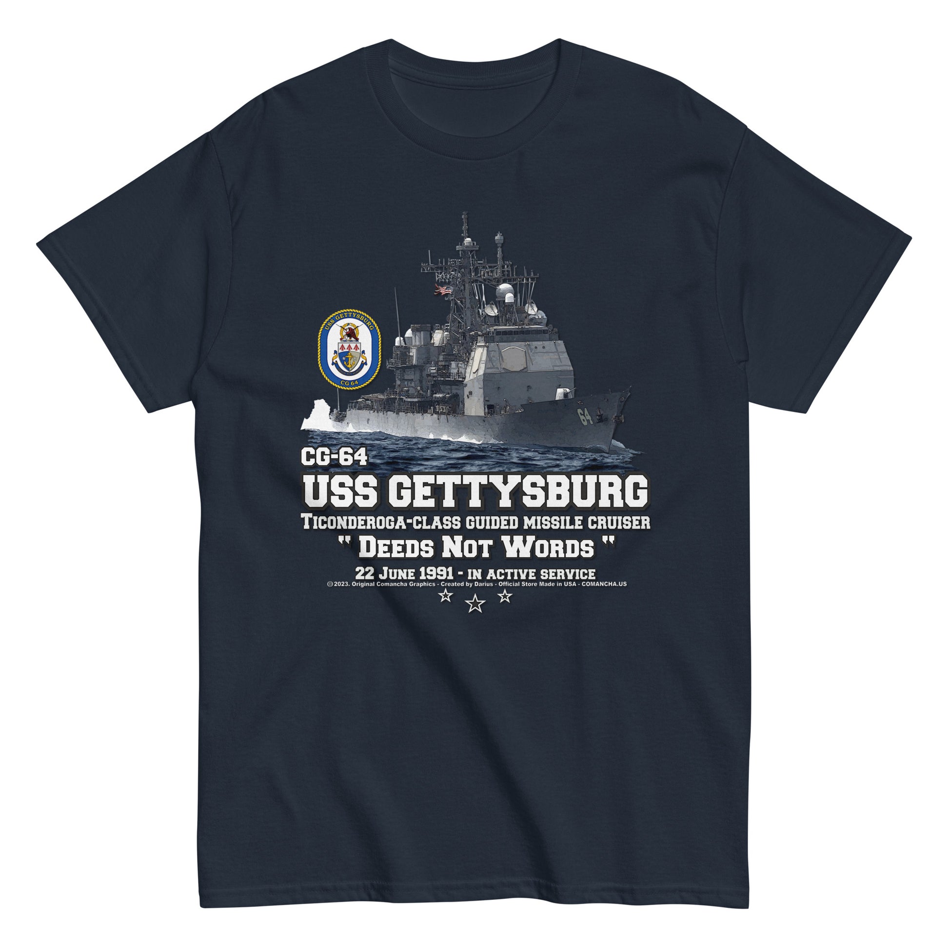 USS GETTYSBURG t-shirt, USS GETTYSBURG veterans tee,USS GETTYSBURG CG-64 US Navy Cruiser T-shirt, Comancha Navy Cruiser T-shirt, US Navy t-shirt,