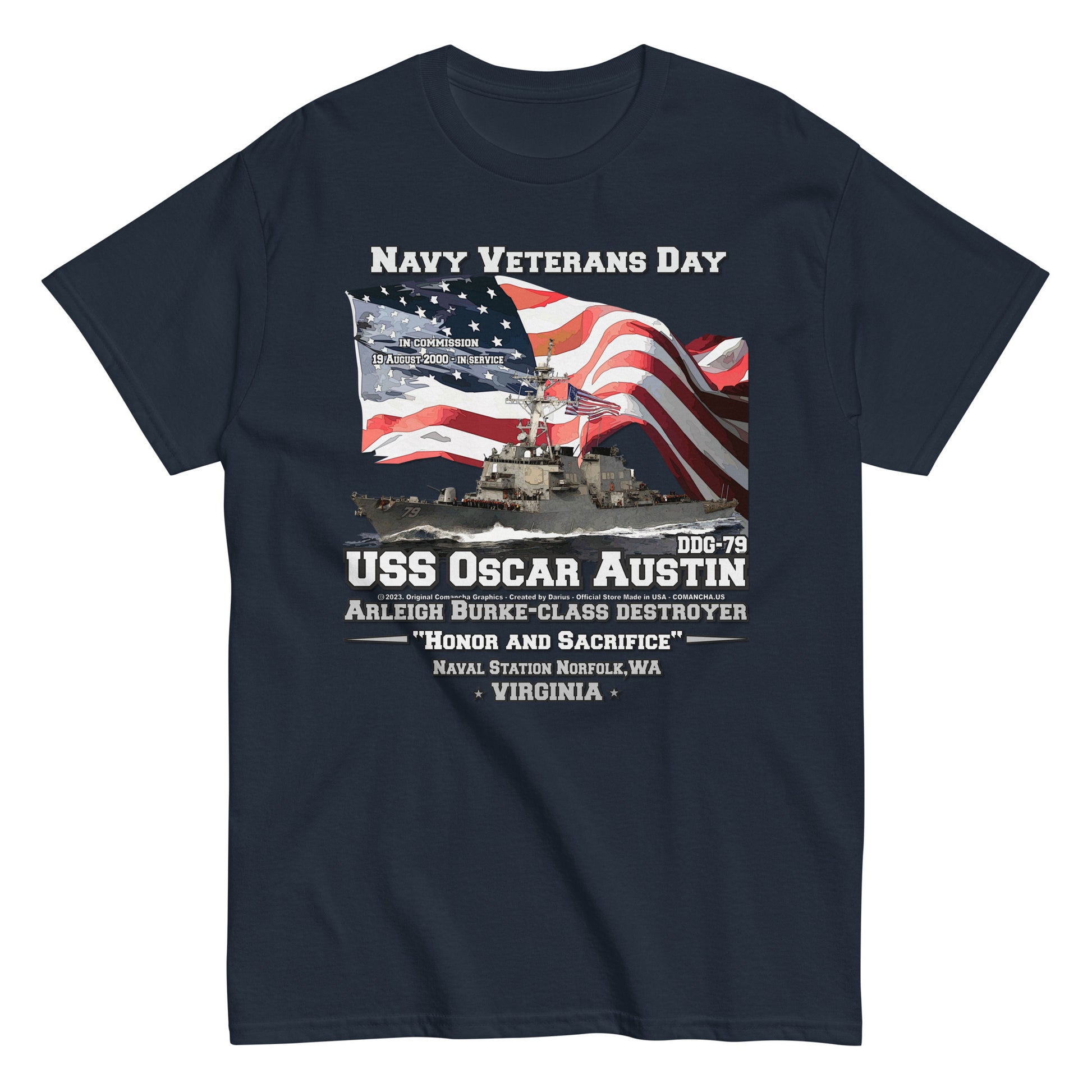 USS OSCAR AUSTIN tee, US Navy Destroyer T-shirt, Comancha Navy T-shirt, USS OSCAR AUSTIN t-shirt,USS OSCAR AUSTIN veterans t-shirt,comancha graphics,