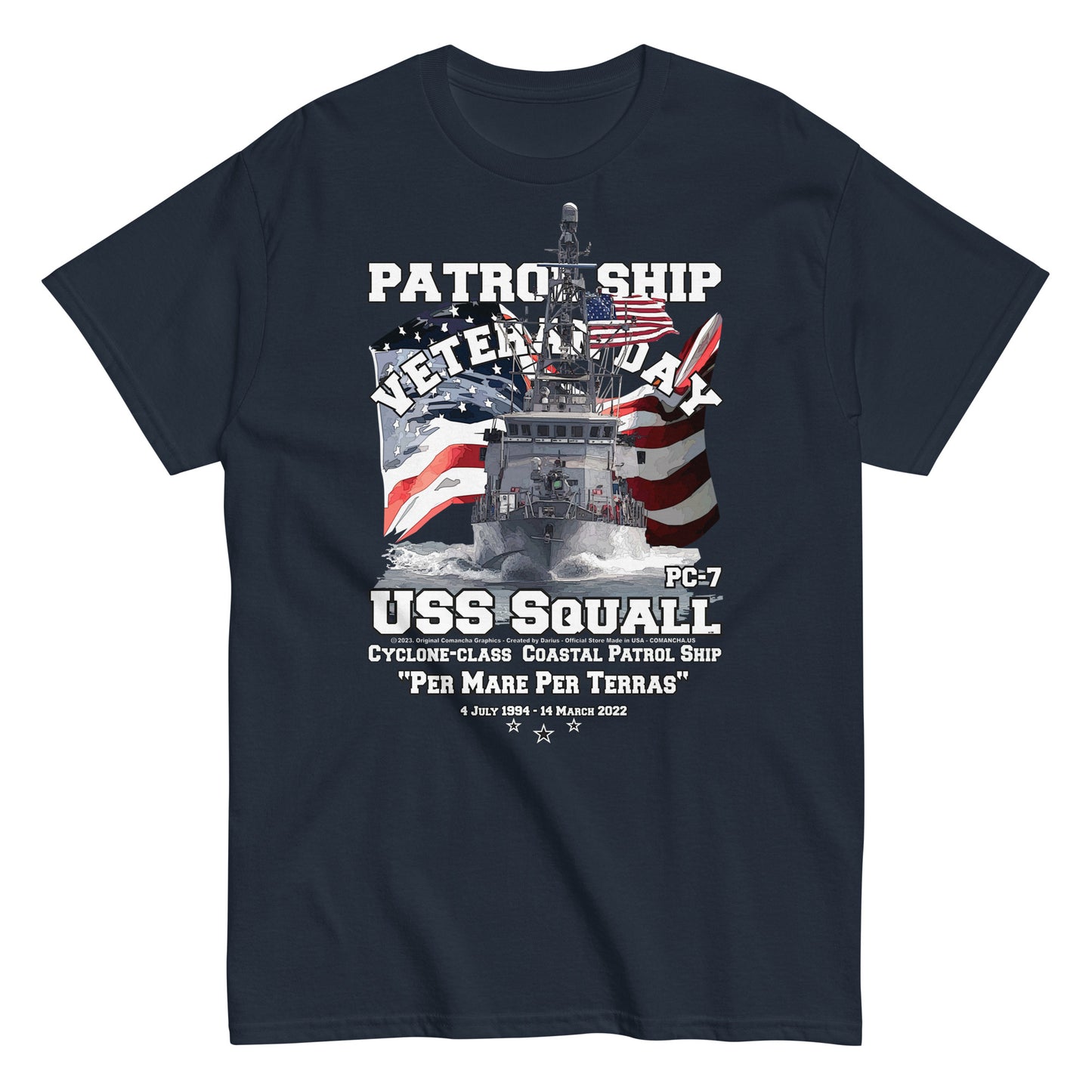 USS SQUALL t-shirt, US Navy Patrol Ship T-shirt, USS SQUALL PC-7 T-shirt,us navy t-shirt,comancha,
