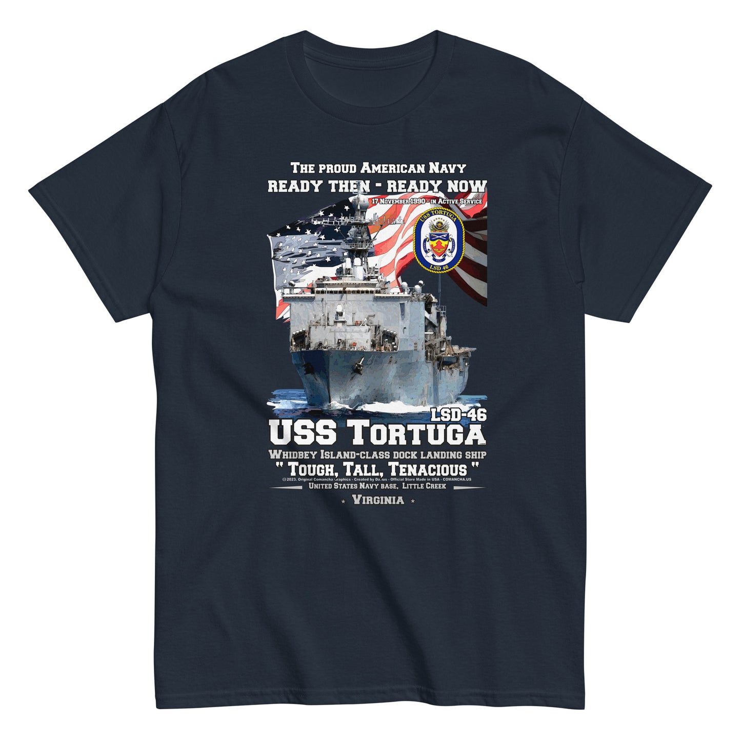 USS TORTUGA LSD-46 t-shirt,US navy veterans tee,comancha,US Navy Dock Landing Ship Veterans T-shirt, USS TORTUGA T-shirt,