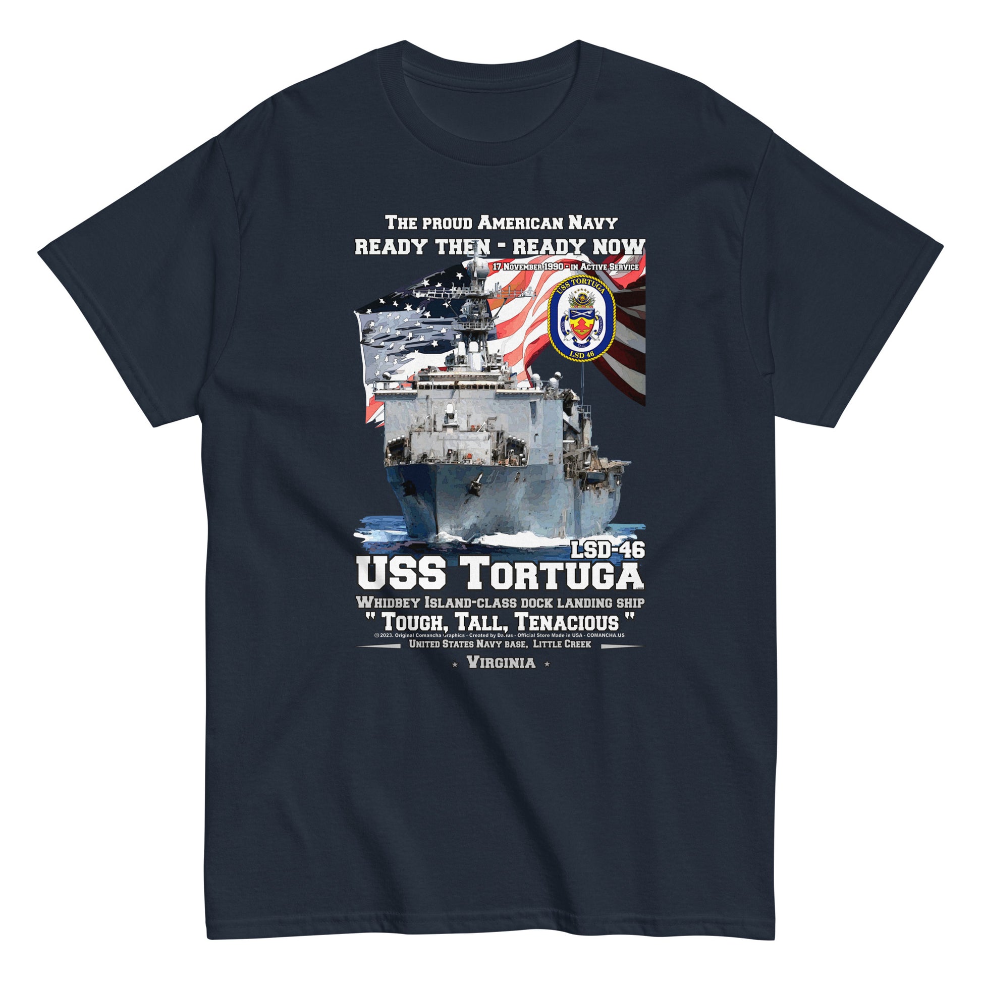 USS TORTUGA LSD-46 t-shirt,US navy veterans tee,comancha,US Navy Dock Landing Ship Veterans T-shirt, USS TORTUGA T-shirt,