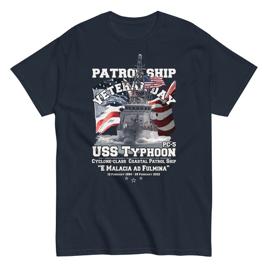 USS TYPHOON PC-5 tee,US Navy tees,Comancha, US Navy Patrol Ship Veterans T-shirt, USS TYPHOON T-shirt,