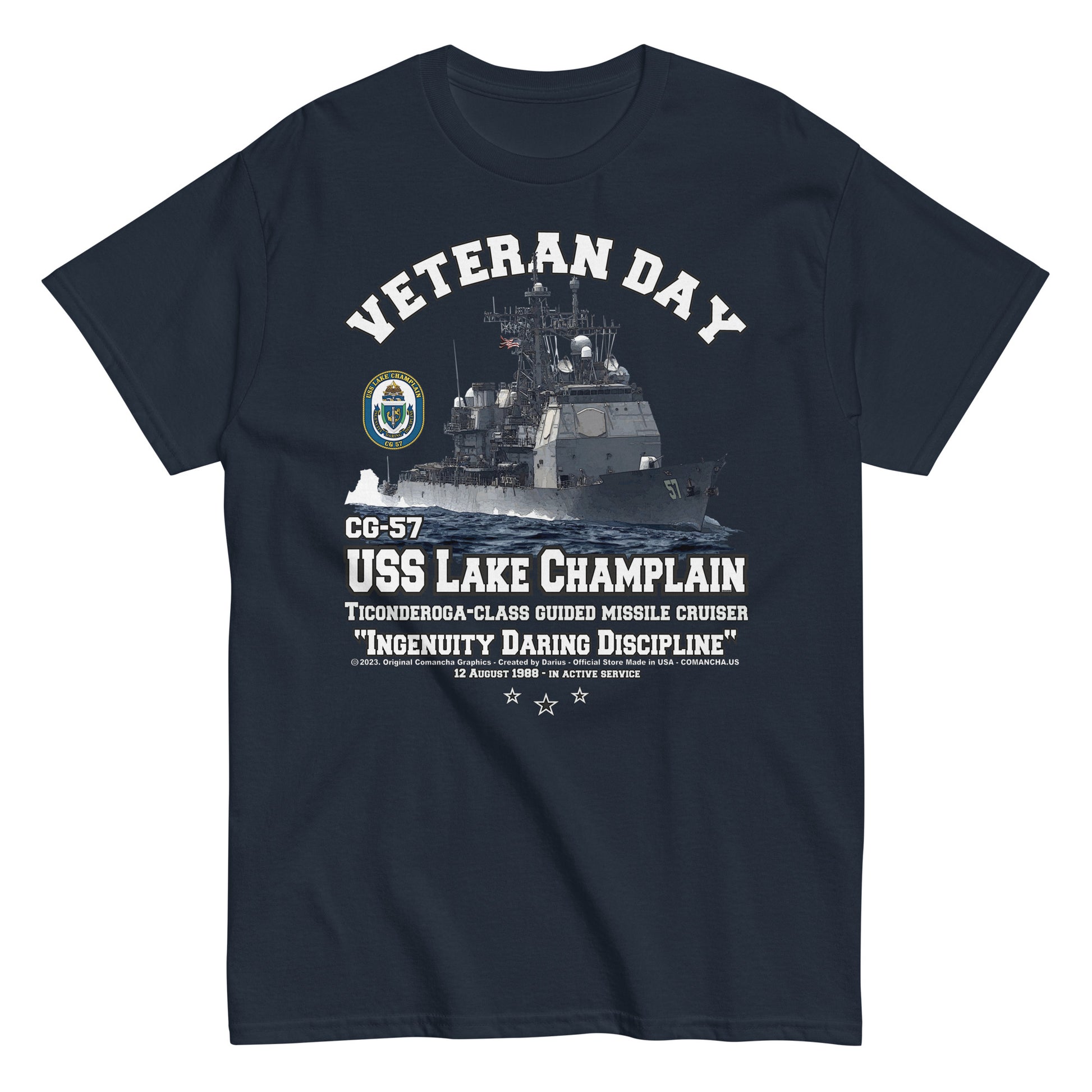 USS LAKE CHAMPLAIN tee, US navy veterans tee,comancha, US Navy Cruiser Veterans T-shirt, USS LAKE CHAMPLAIN CG-57 T-shirt,