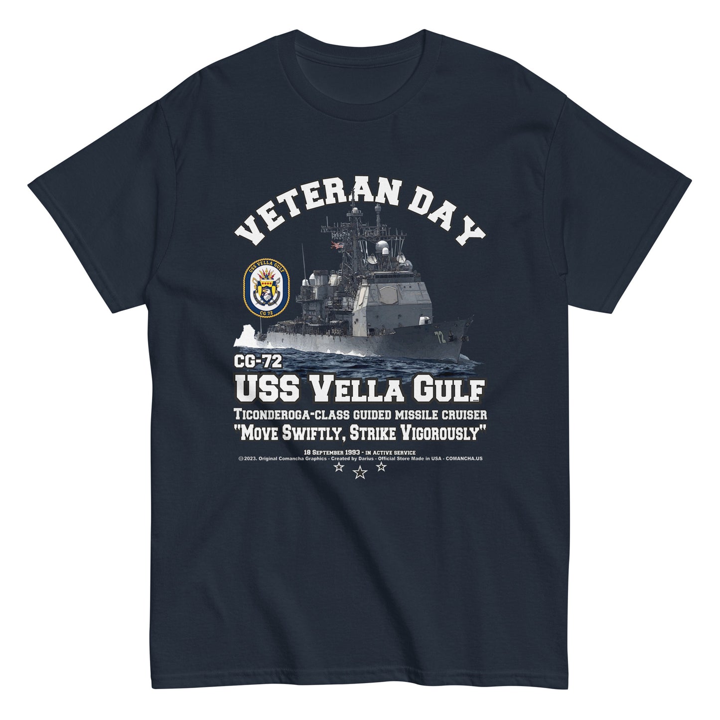 USS VELLA GULF tee, Navy Tees, US Navy Veterans Tee, US Navy Cruiser Veterans T-shirt, USS VELLA GULF CG-72 T-shirt,comancha graphics, tees,