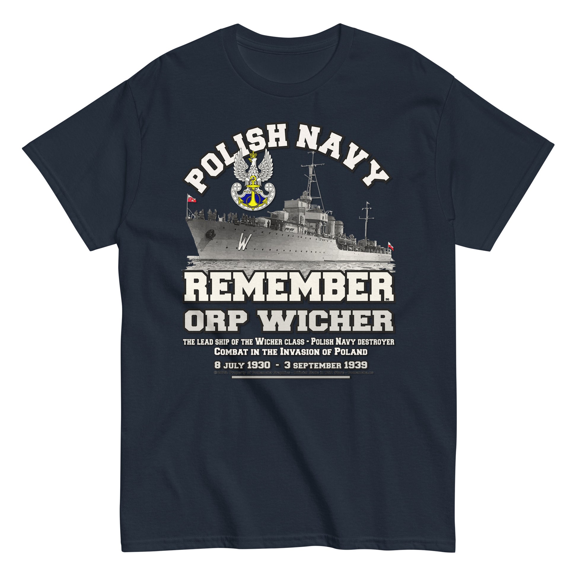 ORP WICHER tee,Polska Marynarka Wojenna t-shirt, ORP WICHER Polish Navy t-shirt, Comancha Graphics tee,