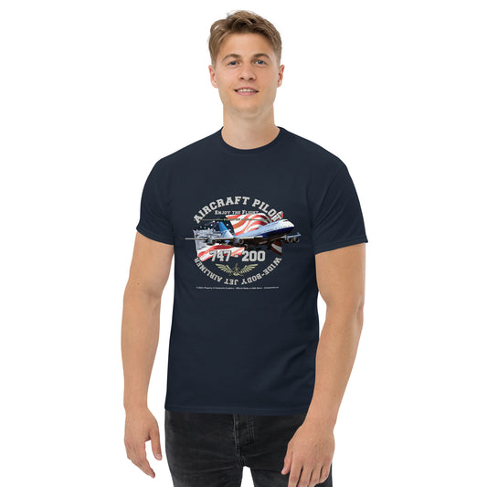 747 - 200 Aircraft Pilot T-shirt ,747 AIRLINER TEE,747 t-shirt,comancha,