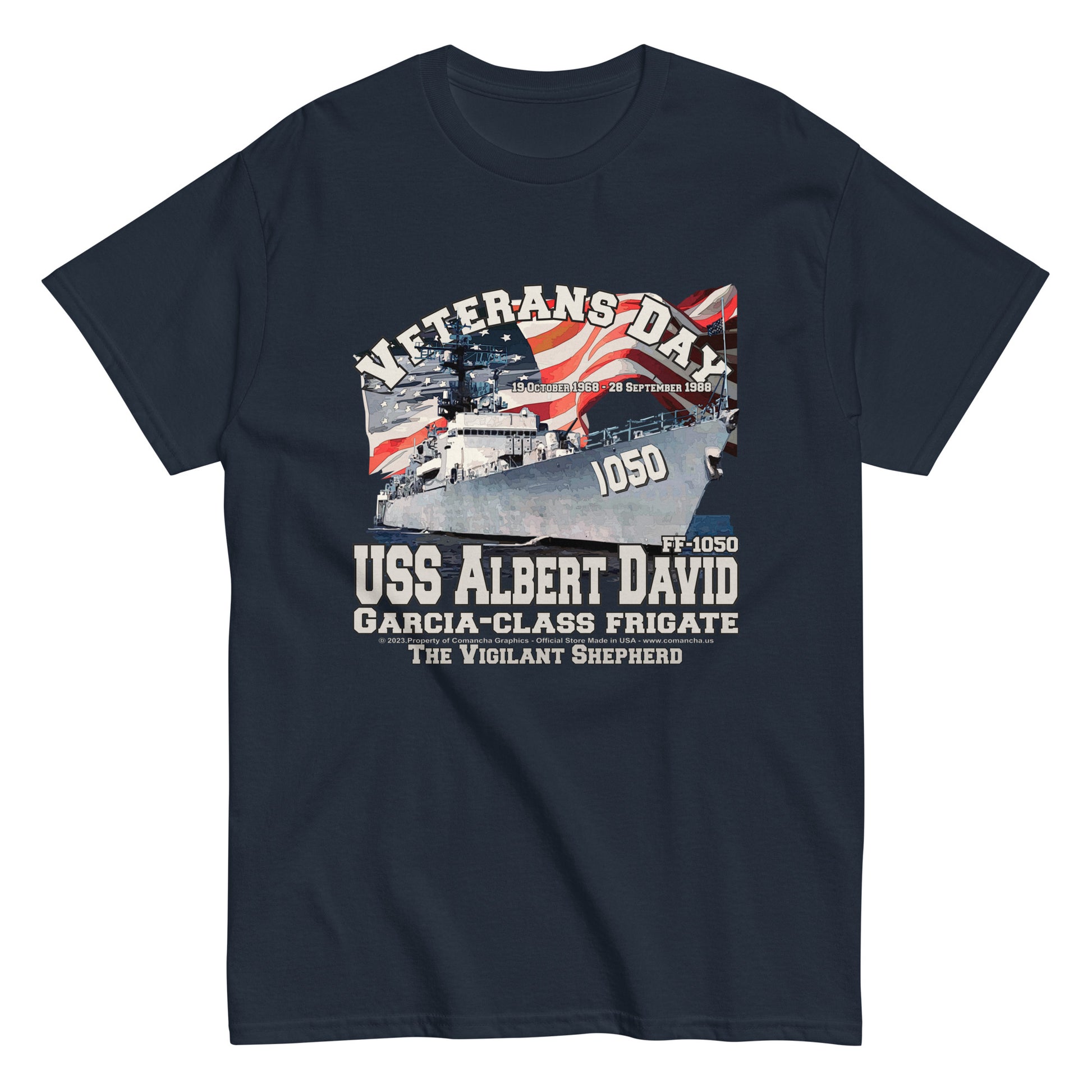 USS ALBERT DAVID t-shirt,USS ALBERT DAVID veterans t-shirt,USS ALBERT DAVID FF-1050 Frigate T-shirt,comancha graphics tee,