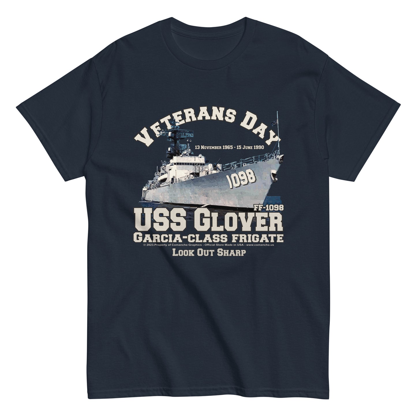 USS Glover FF-1098 Frigate Veterans T-shirt, USS Glover t-shirt,USS Glover veterans t-shirt,USS Glover FF-1098 Frigate T-shirt,comancha graphics tee,navy veterans t-shirt,navy t-shirt,us navy tee,