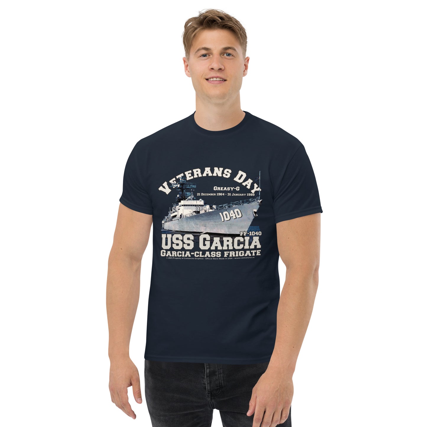 USS GARCIA FF-1040, USS GARCIA FF-1040 Frigate Veterans T-shirt, USS GARCIA t-shirt,USS GARCIA veterans t-shirt,USS GARCIA FF-1040 Frigate T-shirt,comancha graphics tee,navy veterans t-shirt,navy t-shirt,us navy tee,