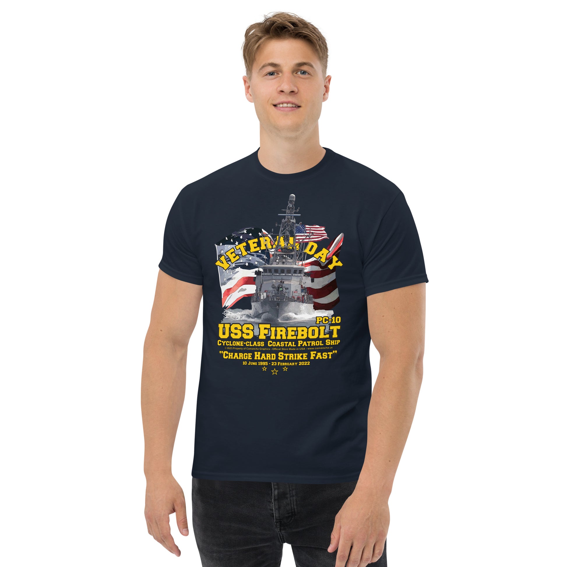 USS Firebolt t-shirt, PC-10 Patrol Ship T-shirt,patrol ship tee,navy tee,us navy tee,comancha t-shirt,