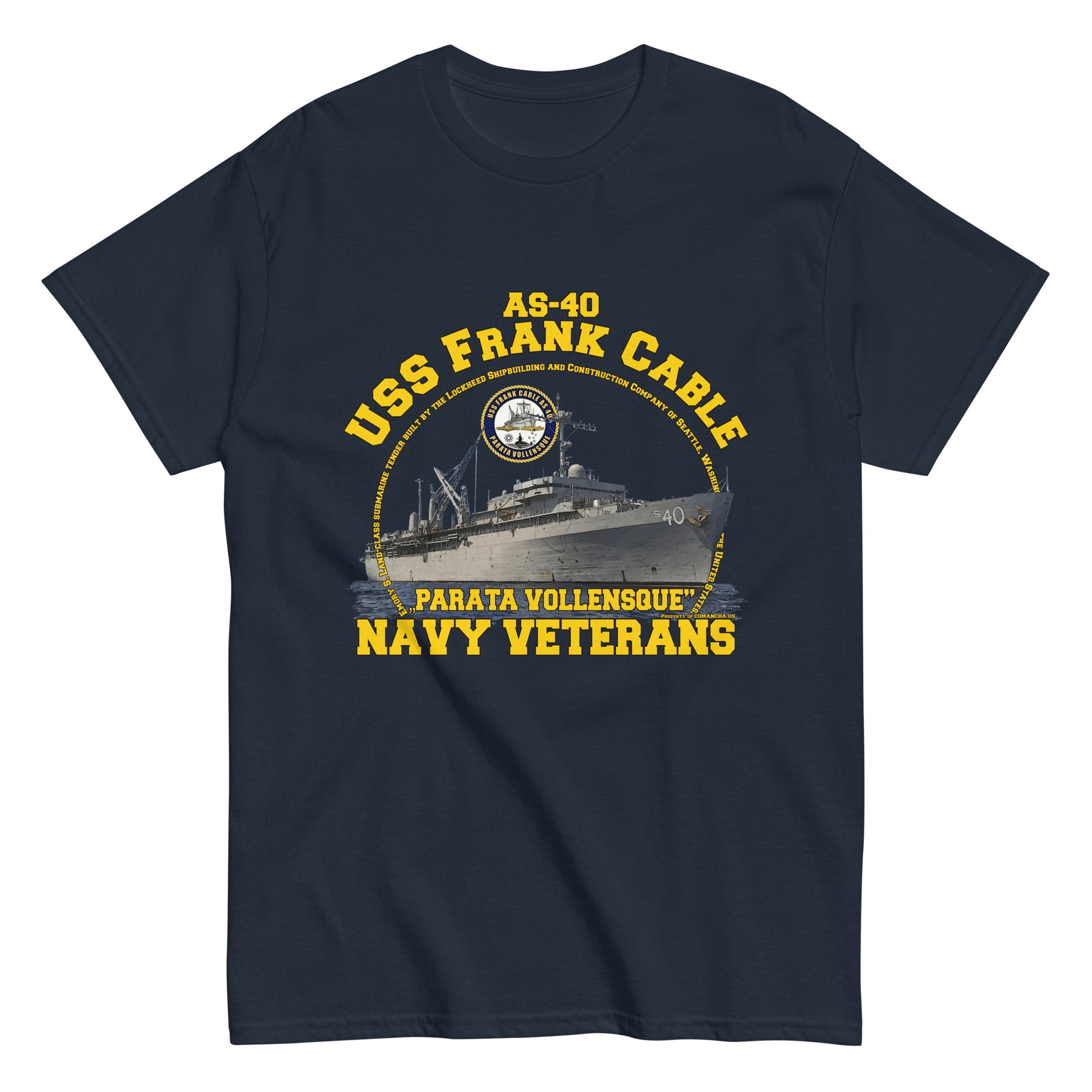 USS FRANK CABLE AS-40 T-shirt, USS FRANK CABLE T-shirt, Comancha graphics,