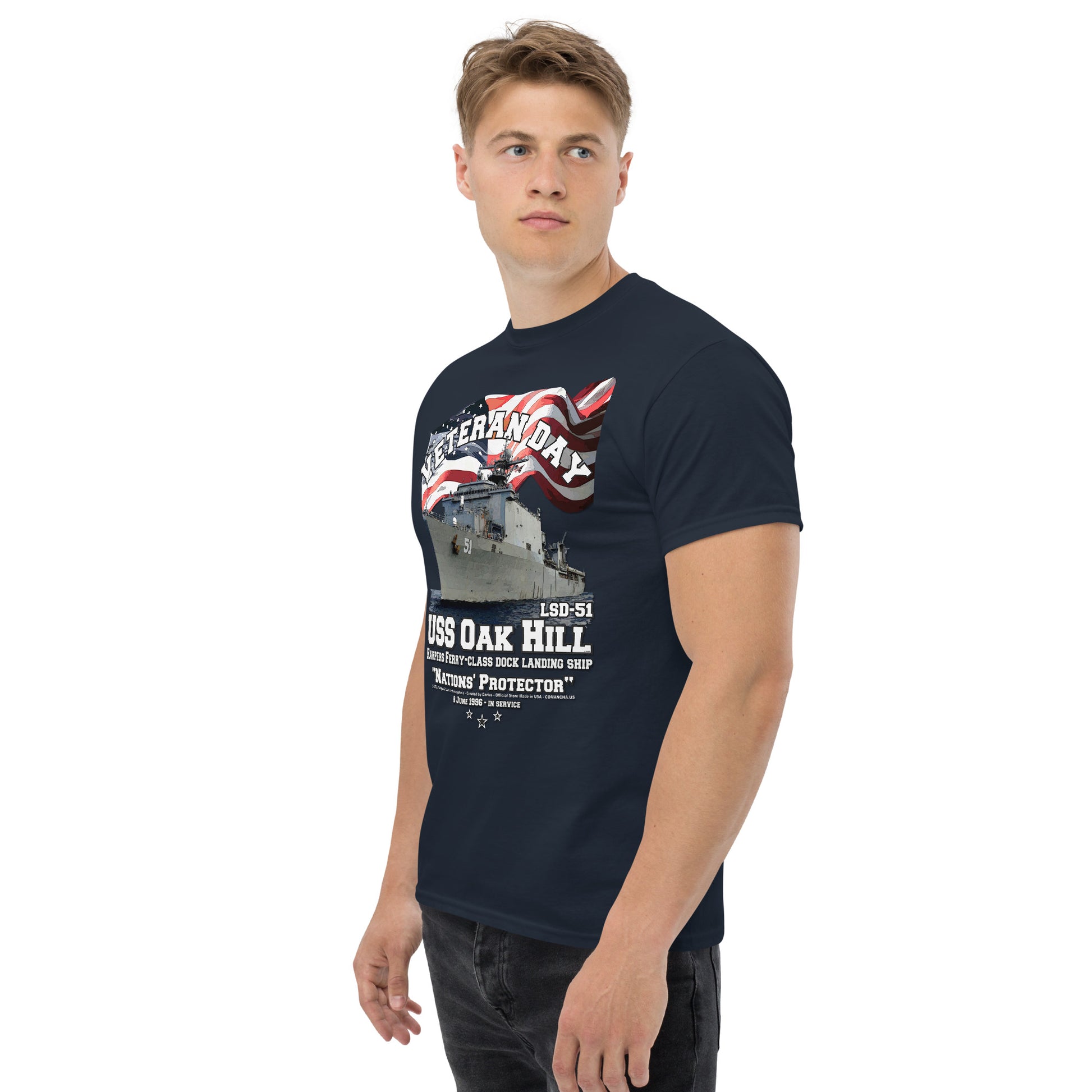 USS OAK HILL tee, USS OAK HILL veterans tee,USS OAK HILL LSD-51 US Navy Dock Landing Ship T-shirt,USS OAK HILL LSD-51 tee, US Navy Dock Landing Ship T-shirt, Comancha graphics tee,