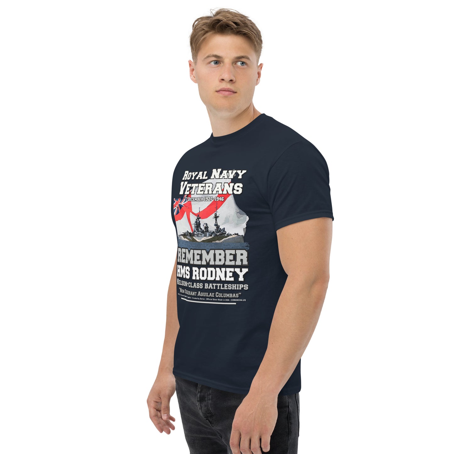 HMS RODNEY tee, HMS RODNEY Royal Navy Tee,HMS RODNEY Battleship Unisex T-Shirt, HMS RODNEY T-Shirt, comancha,