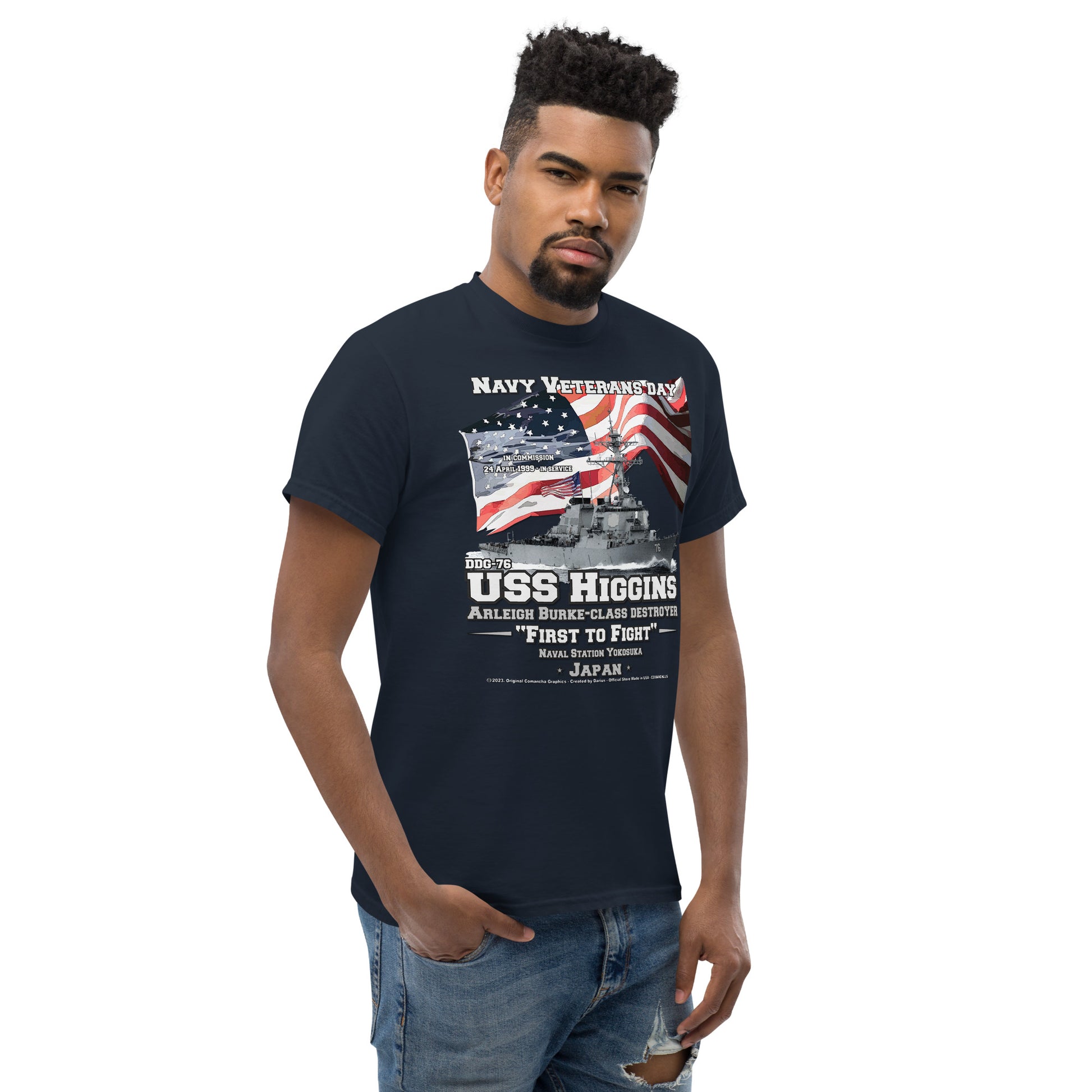 USS HIGGINS DDG-76 tee, USS HIGGINS DDG-76 T-shirt, USS HIGGINS DDG-76 US Destroyer Veterans T-shirt, US Navy Destroyer Tee, comancha T-shirt Store,