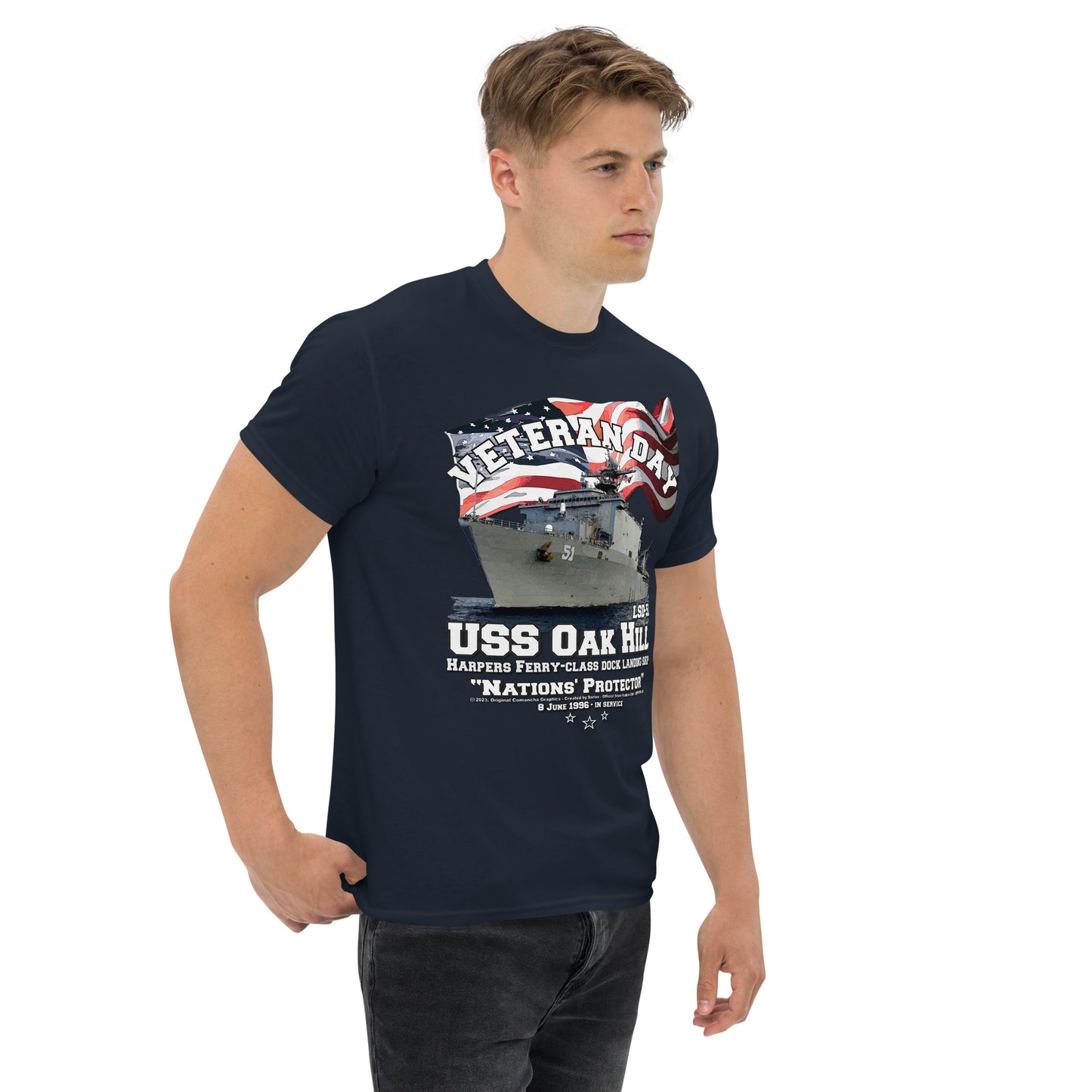 USS OAK HILL tee, USS OAK HILL veterans tee,USS OAK HILL LSD-51 US Navy Dock Landing Ship T-shirt,USS OAK HILL LSD-51 tee, US Navy Dock Landing Ship T-shirt, Comancha graphics tee,