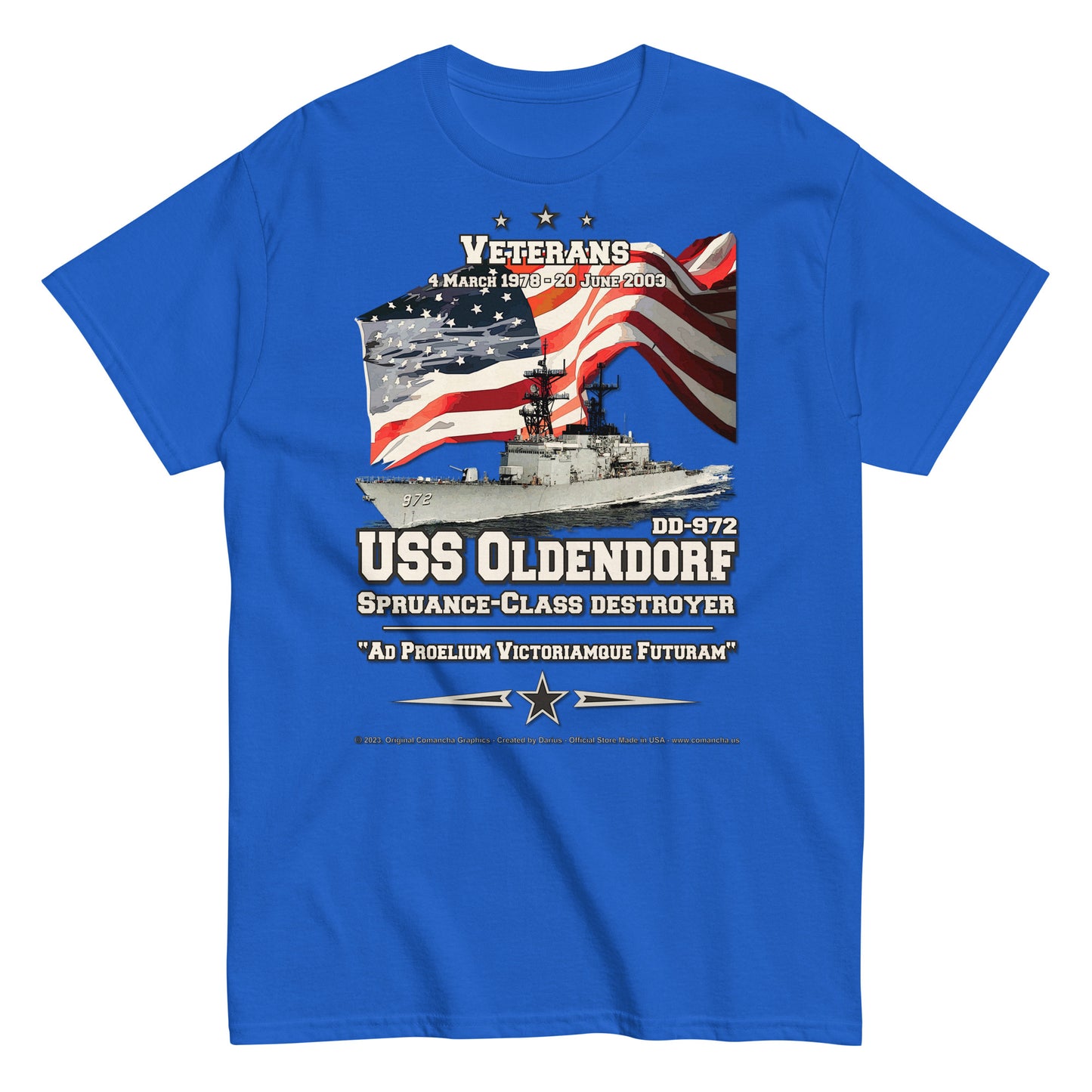 USS OLDENDORF DD-972 US Destroyer T-shirt, Destroyer Veterans, Comancha Graphics,